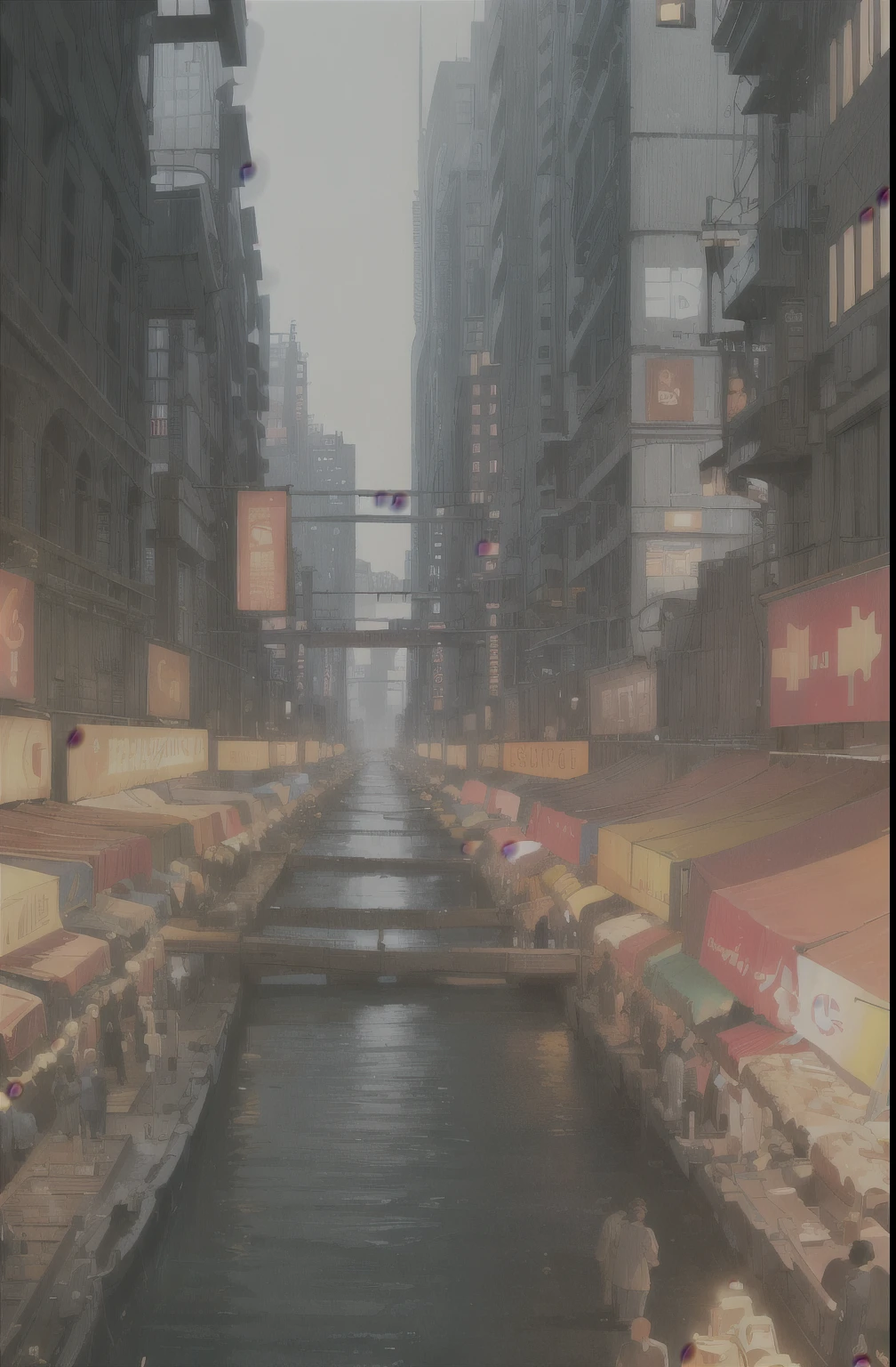 ((masterpiece)),((best quality)),((high detail)),((realistic,)) Futurist era city, architectural streets, bazaars, futuristic train lines, cyberpunk, buildings, night
