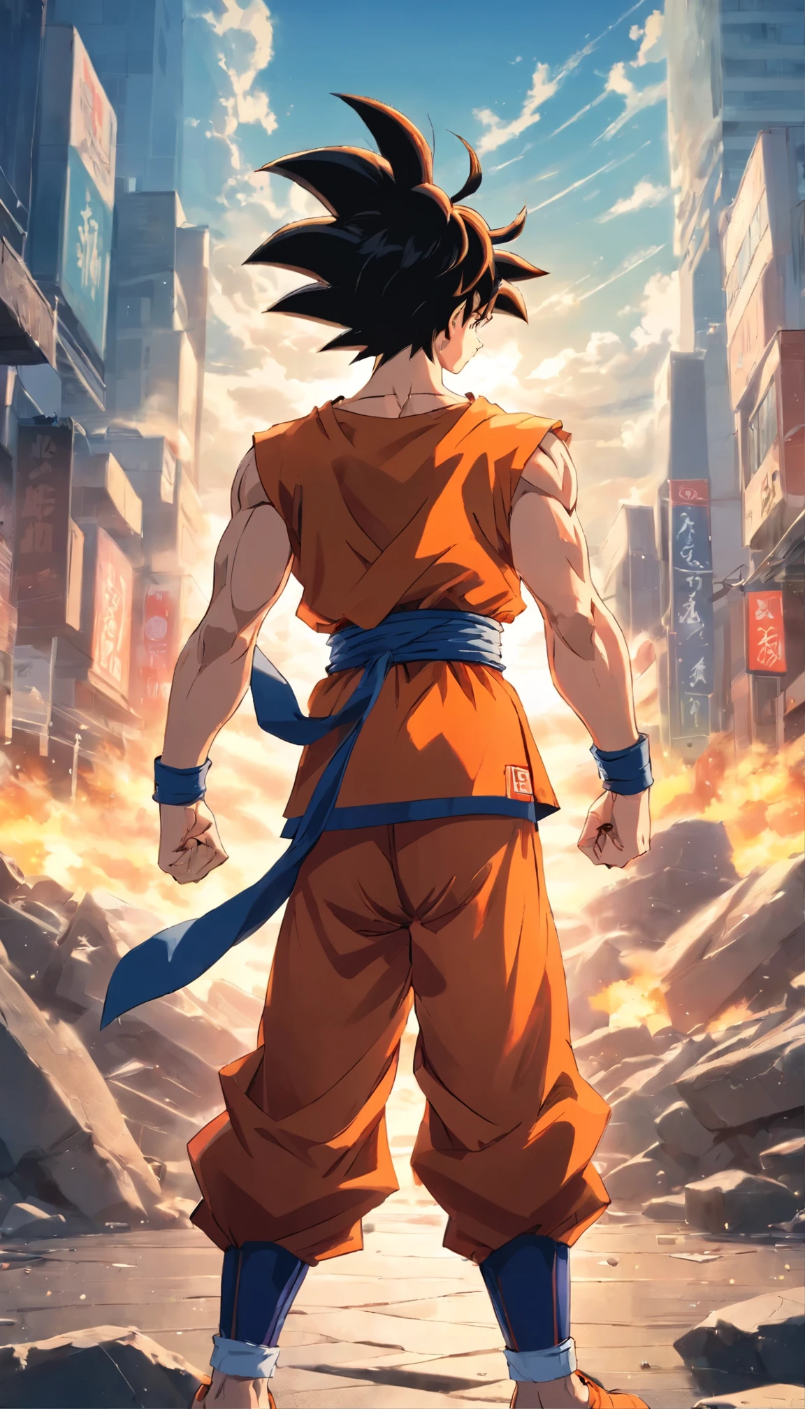 Goku posing in a positive pose, On the war zone, Works produced by Akira Toriyama