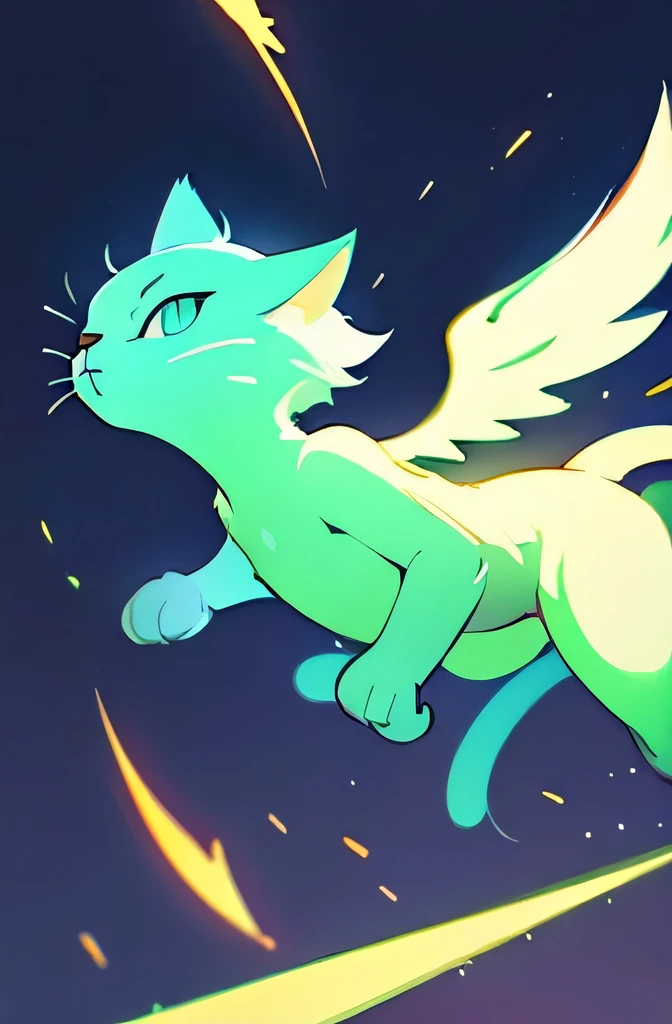 glowing cat with angle wing
