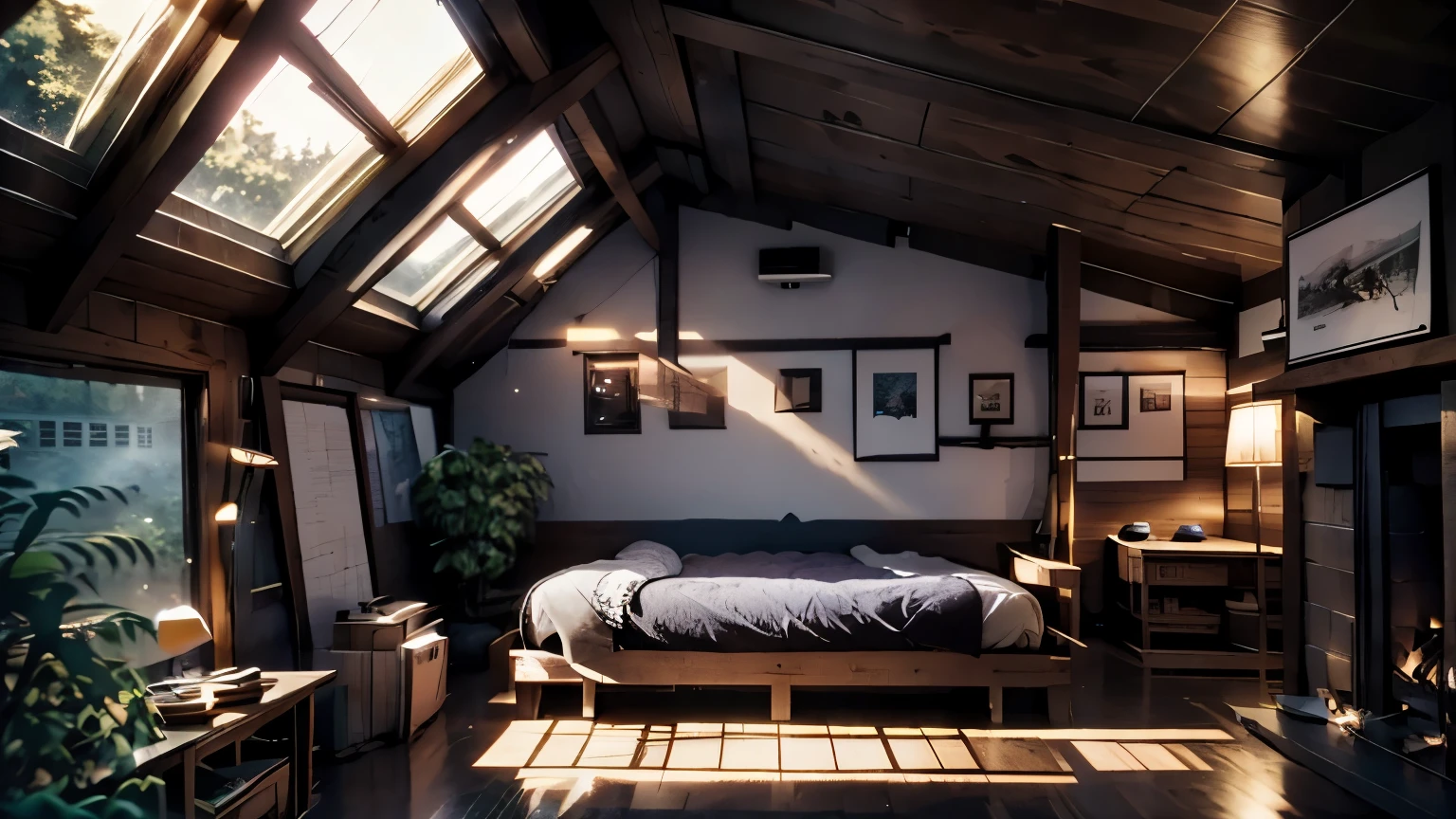 unmanned、room with no people,night,深night,rain,雷rain,typhoon,downpour,large amount of books,big bookshelf,Piles of books,Large aquarium,中央にLarge aquarium,Arafed living room with fireplace and leather sofa, cozy place, house in the forest, modern house in the forest, nightの森に面した大きな窓, cozy environment, Nestled in the forest, Villa in the forest, house in the forest, Moody atmosphere, Warm interior, Cozy and peaceful atmosphere, the small house in the forest, cottage in the woods