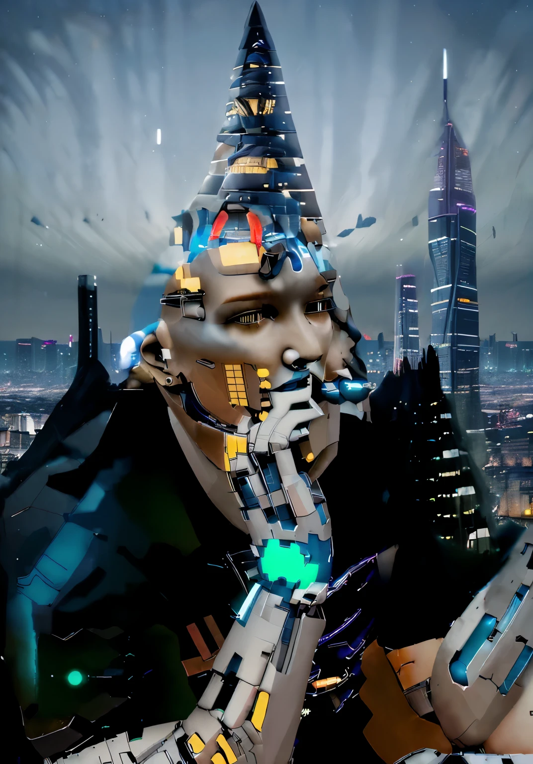 energy details, bright colors, Cyborg, Future, cyberpunk character, robotic body,（Pacific Rim, blue colors：1.1）, 1 person, Mechanical miracle, anatomically correct, textured leather, Best quality, Awarded, High quality, A high resolution, 16k
Cyborg, Future, cyberpunk character, robotic body,（Pacific Rim, blue colors：1.1）, 1 person, Mechanical miracle, anatomically correct, textured leather, Best quality, Awarded, High quality, A high resolution, 16k
\]