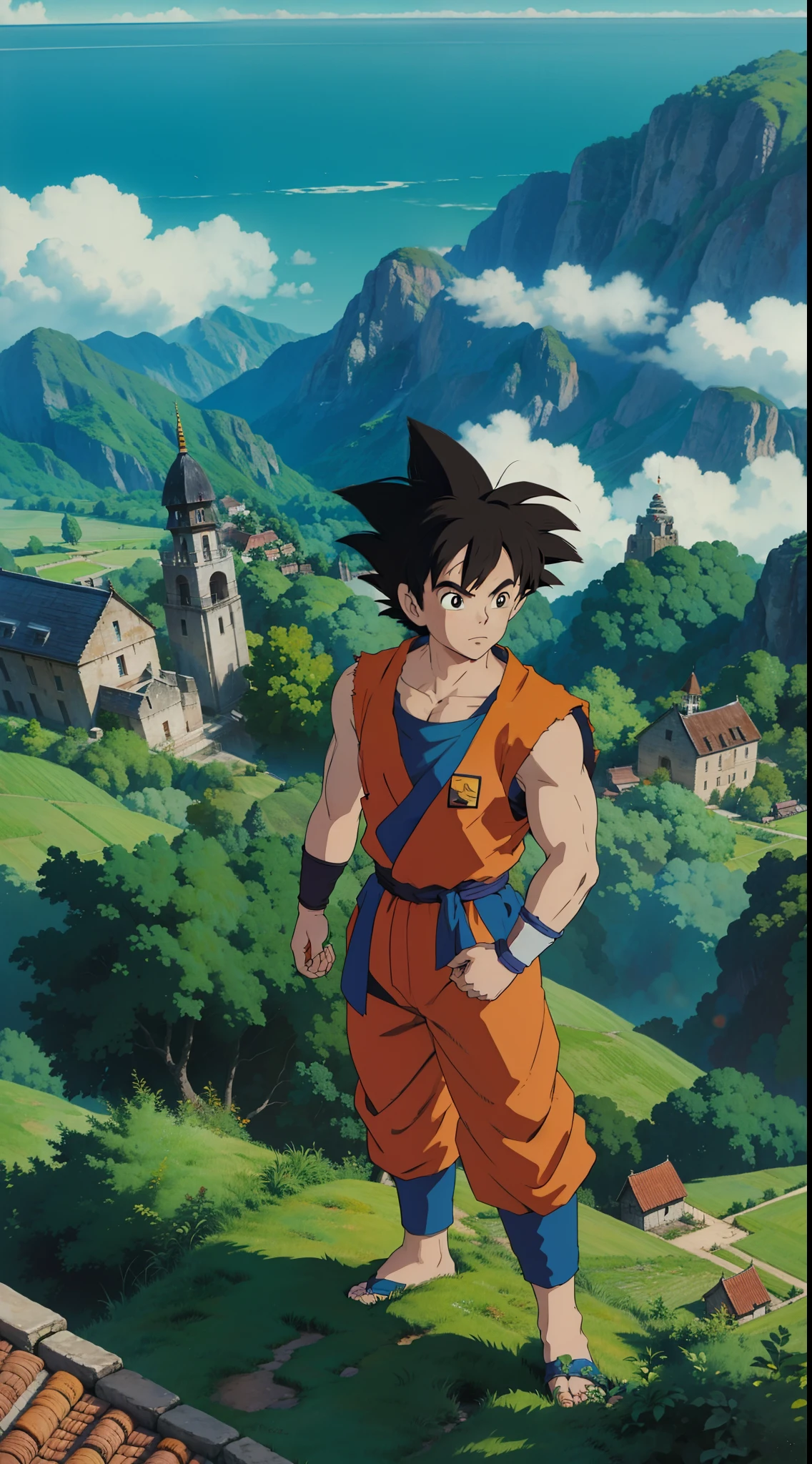 goku, View of the village , perfect image.