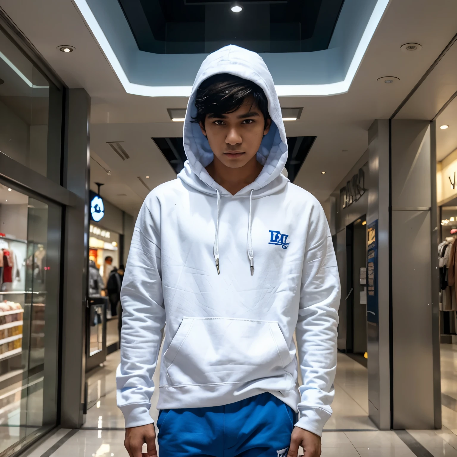 1man, indian male model, muscular twink, shirtless, wearing hoodie & boxers, big bulge, standing in a messy room, looking at camera, styled hair, posing, cinematic lighting, Kodahcrome, <lora:mlmdls_indianXL:1>, <lora:JuggerCineXL2:1>