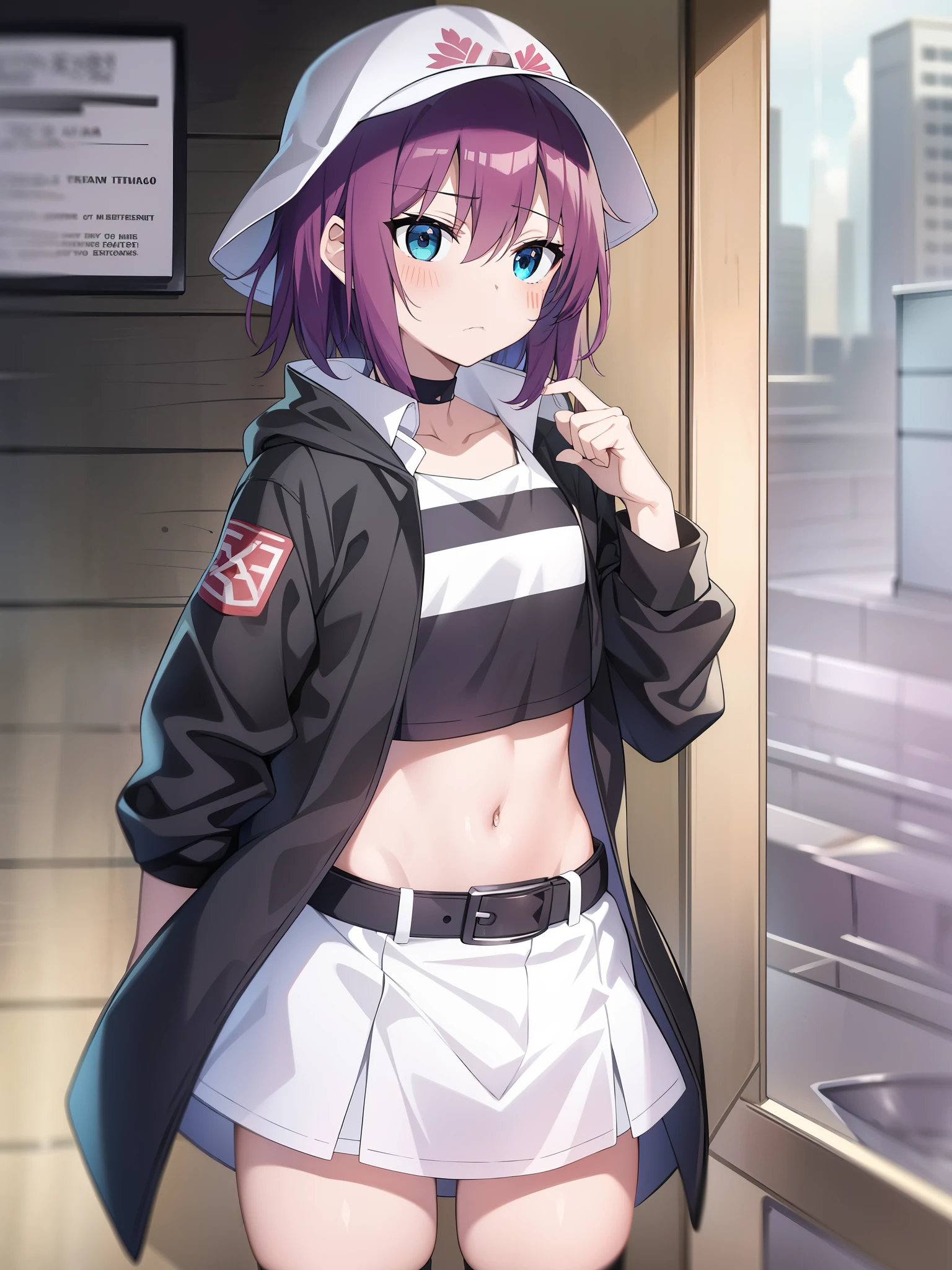 dream eaterメリー、merry nightmare、short hair、She looks like a girl in the upper grades of elementary school to middle school.、Her ears are pointed, but she usually hides them with her hair and hat.。There is an inverted triangle pattern under each eye.。The navel-baring look of black underwear and white skirt is distinctive.、wearing a coat over it。On the sleeve of a hat or coat「closed eyelids」There is a pattern like、wearing horizontal striped knee socks。There is also an old scar on his bare skin that is hidden behind the arm cover on his right hand.。The shape of the eyes is an elongated rectangle。combat readiness、Fighting style is hand-to-hand combat。It also destroys everything in the illusionary world.、It also has the ability to neutralize the opponent.。Vigorous and active、He is energetic and doesn't know much about the real world, so he is very curious and curious.々be interested in something、「dream eater」。Crow、Be wary of birds such as chickens、often fights with animals。Kanazuchi、