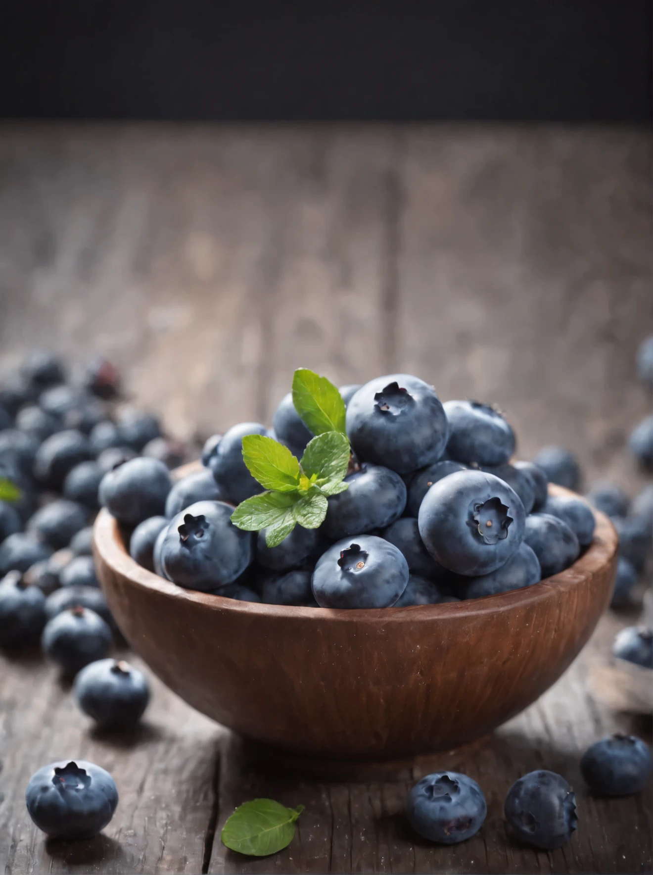 blueberry, splash, scintillation particles , depth of field, clean background