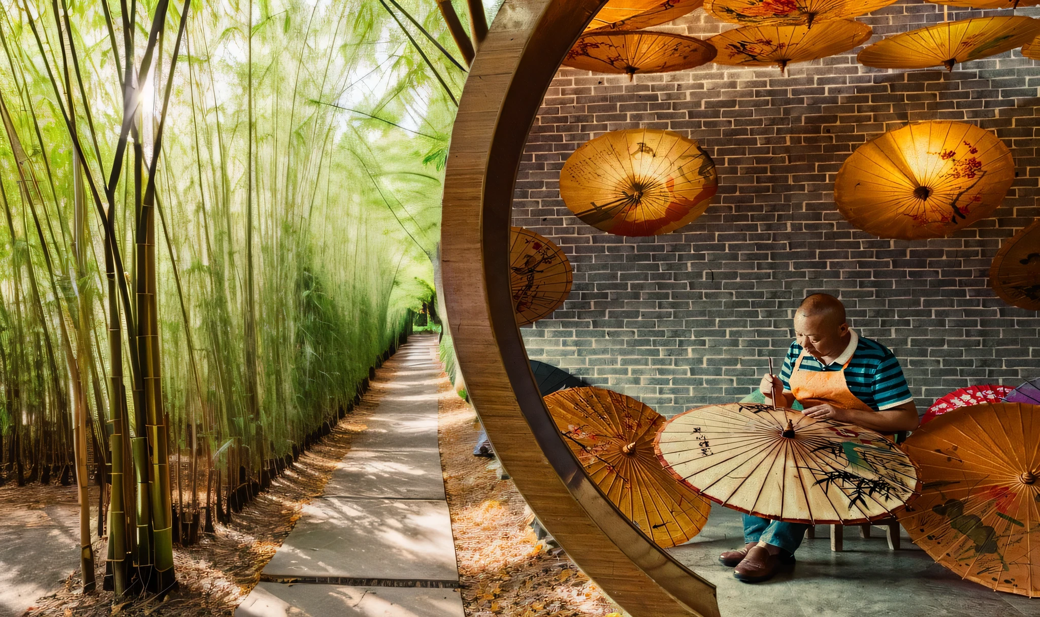 风光photography，photography，The walls are covered with green bamboos，green，light and shadow，canon camera，raw,8k,获奖photography，masterpiece
