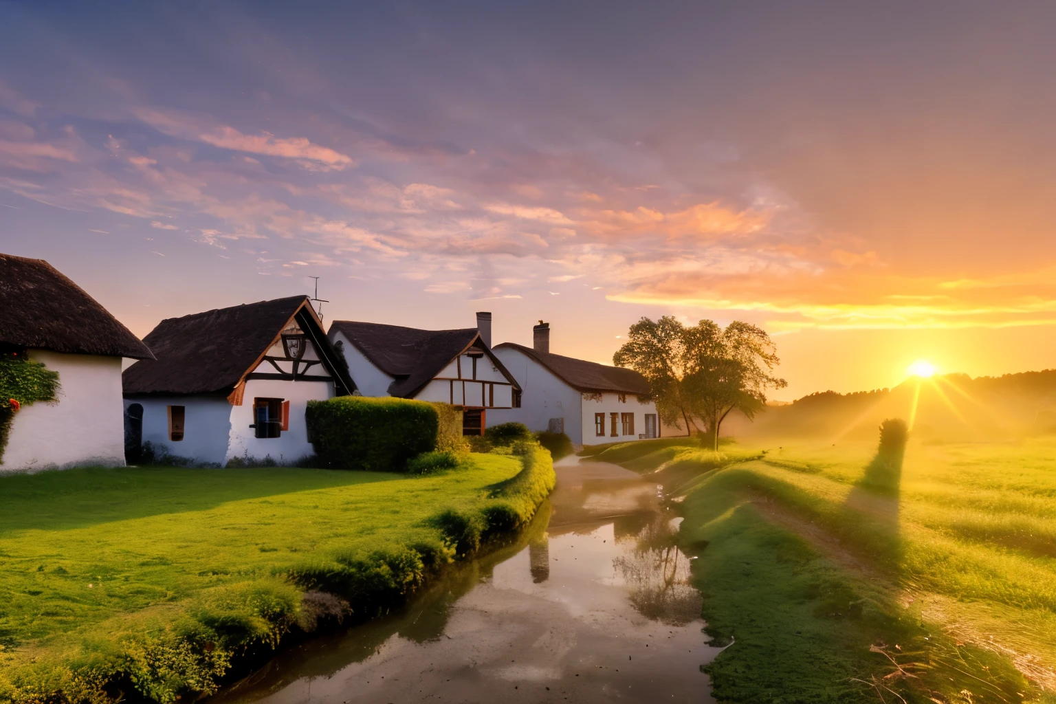 Sunrise in a picturesque village