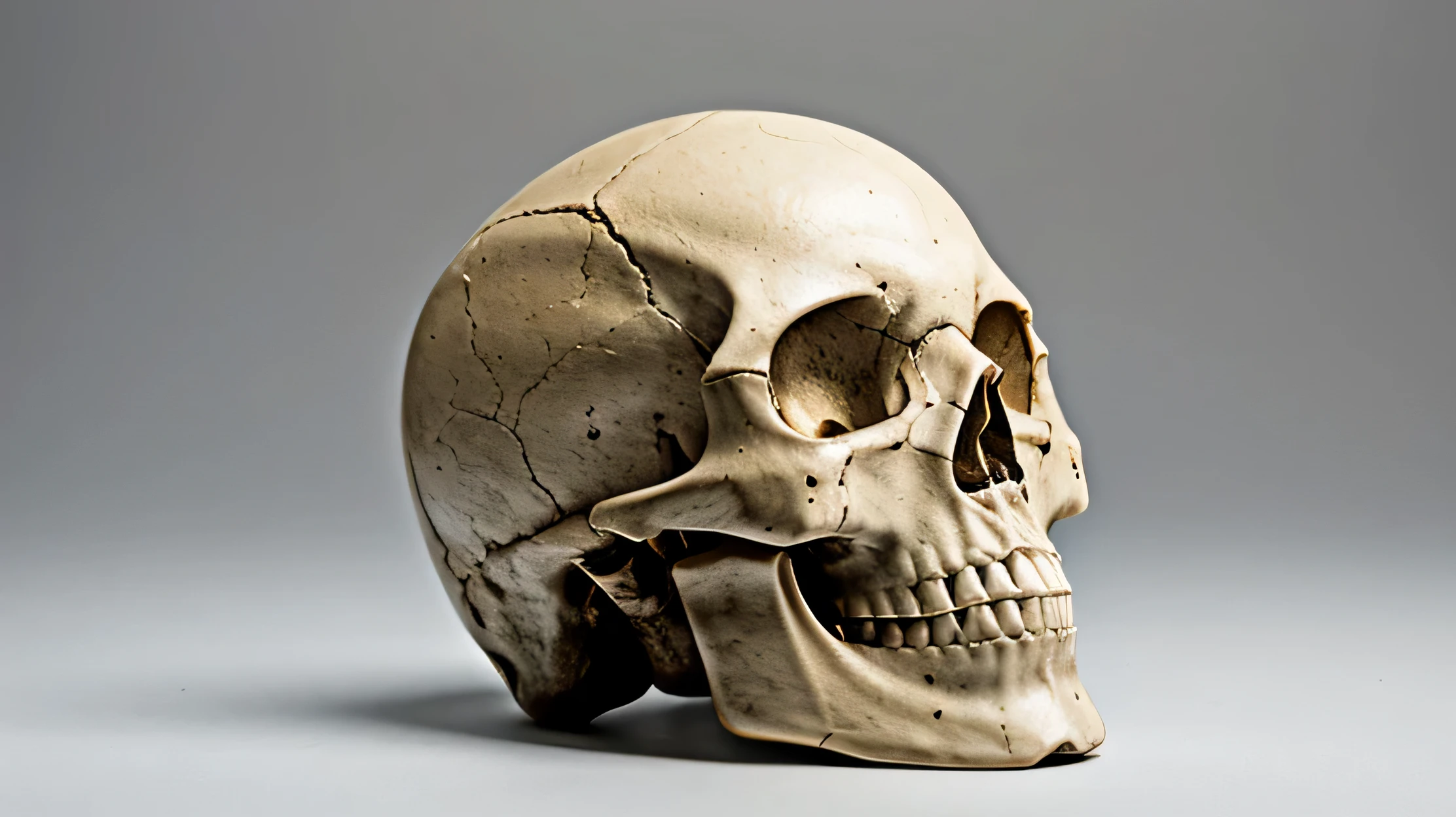 human skull on white background