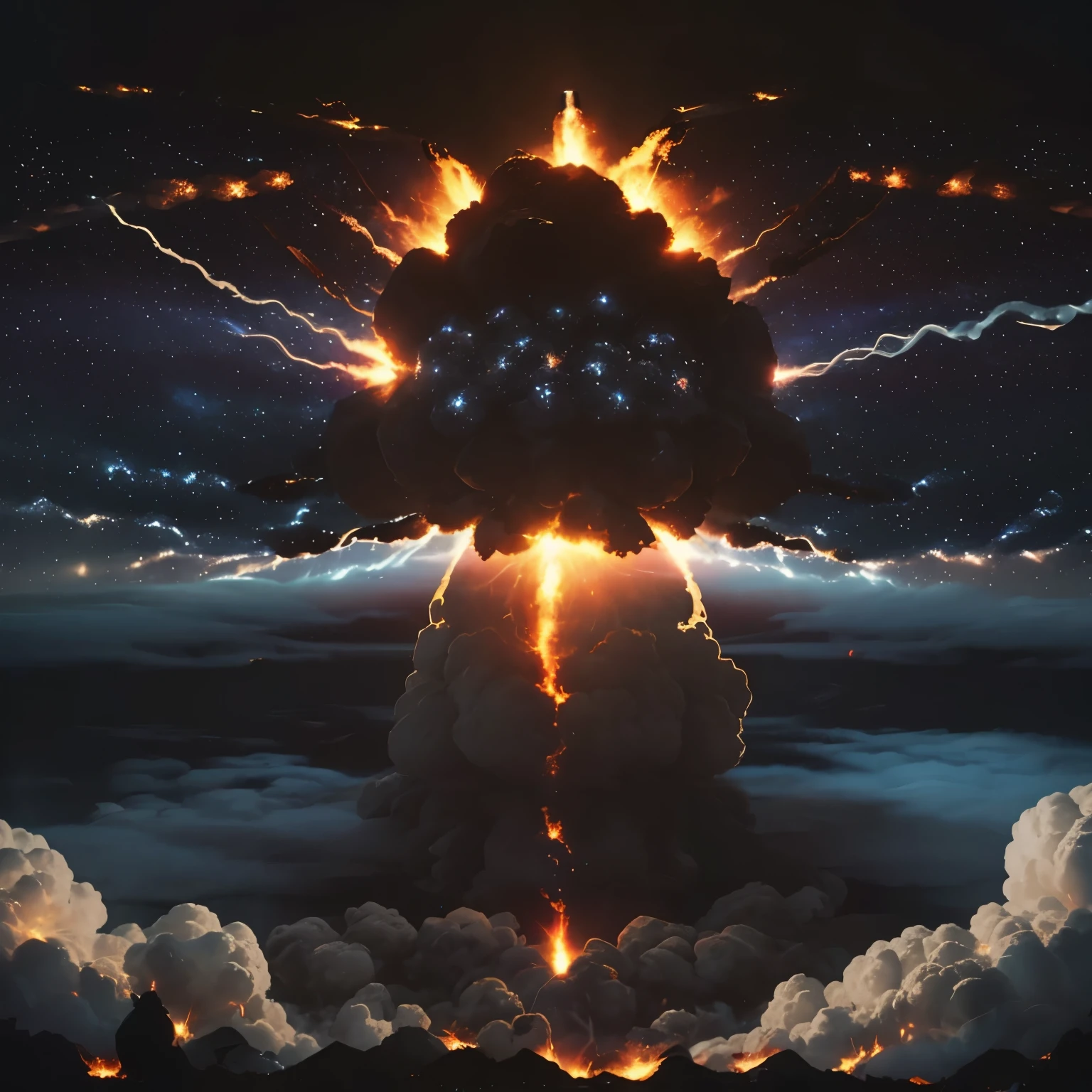 view from the space battleship, best quality, space battleship fires laser beam at the planet, (destroying it, exploding, burning, smoke, destruction, annihilation, shattering:1.7), motion-blur, action-lines, speed-lines, final battle, background outer space, (magnificent view:1.5)