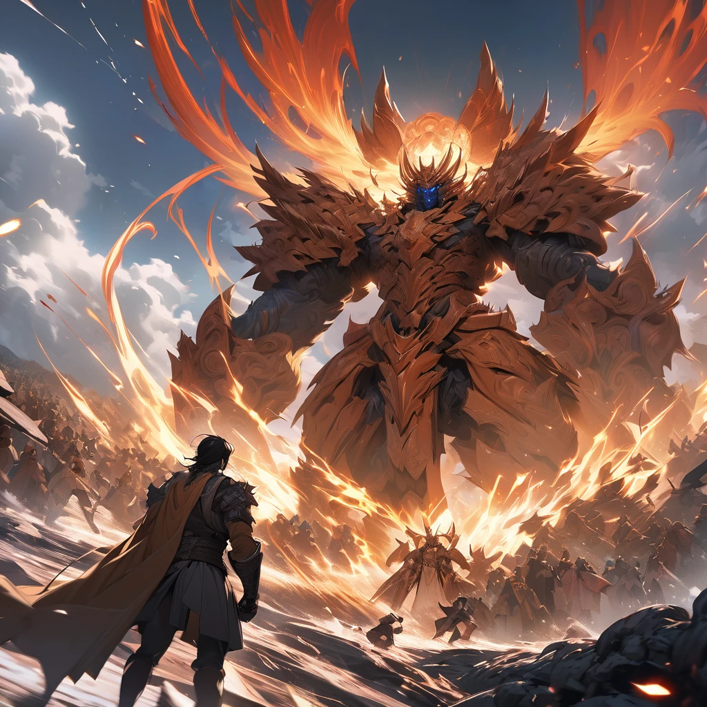 Final Showdown, aesthetic, extremely detailed, best quality, highres, HDR, action-packed, intense lighting, dramatic colors, dynamic composition, epic battle, powerful characters, intricate costumes, immersive environment, special effects, cinematic atmosphere, breathtaking scenery, stunning visuals, emotional storytelling, suspenseful moments, climactic ending, triumphant victory, artistic masterpiece.