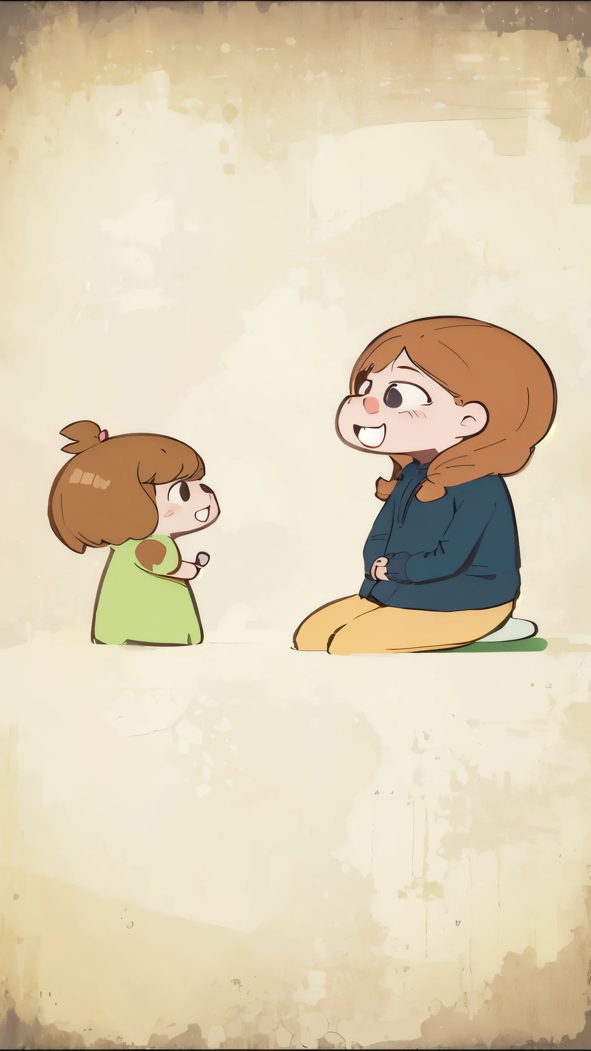 girl, cartoon, illustration, portrait, brown hair, corolla, striped shirt, big eyes, Lovely