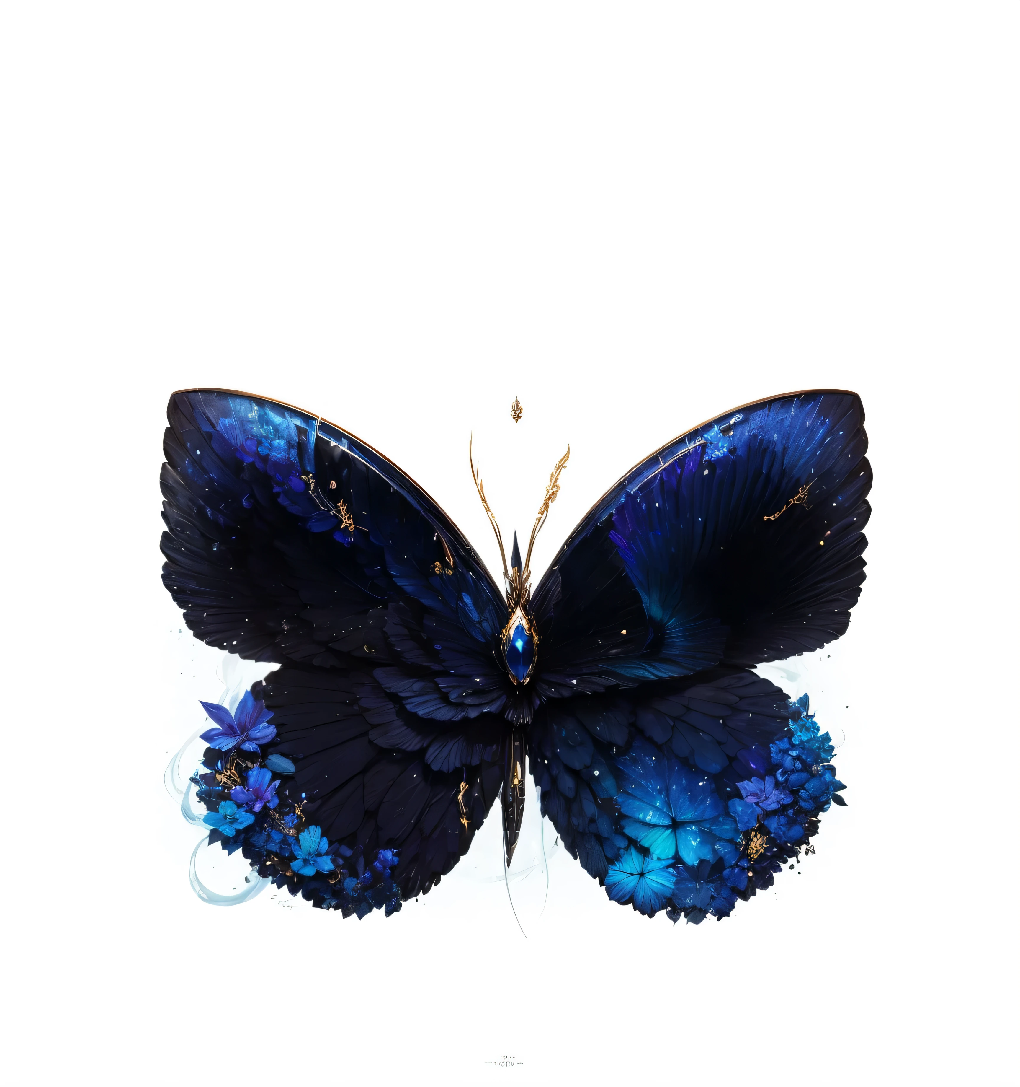 Thousand Cow Flower Elements,Black gold element,toxic water element,Dark elements,There are dark golden lines on the wings,