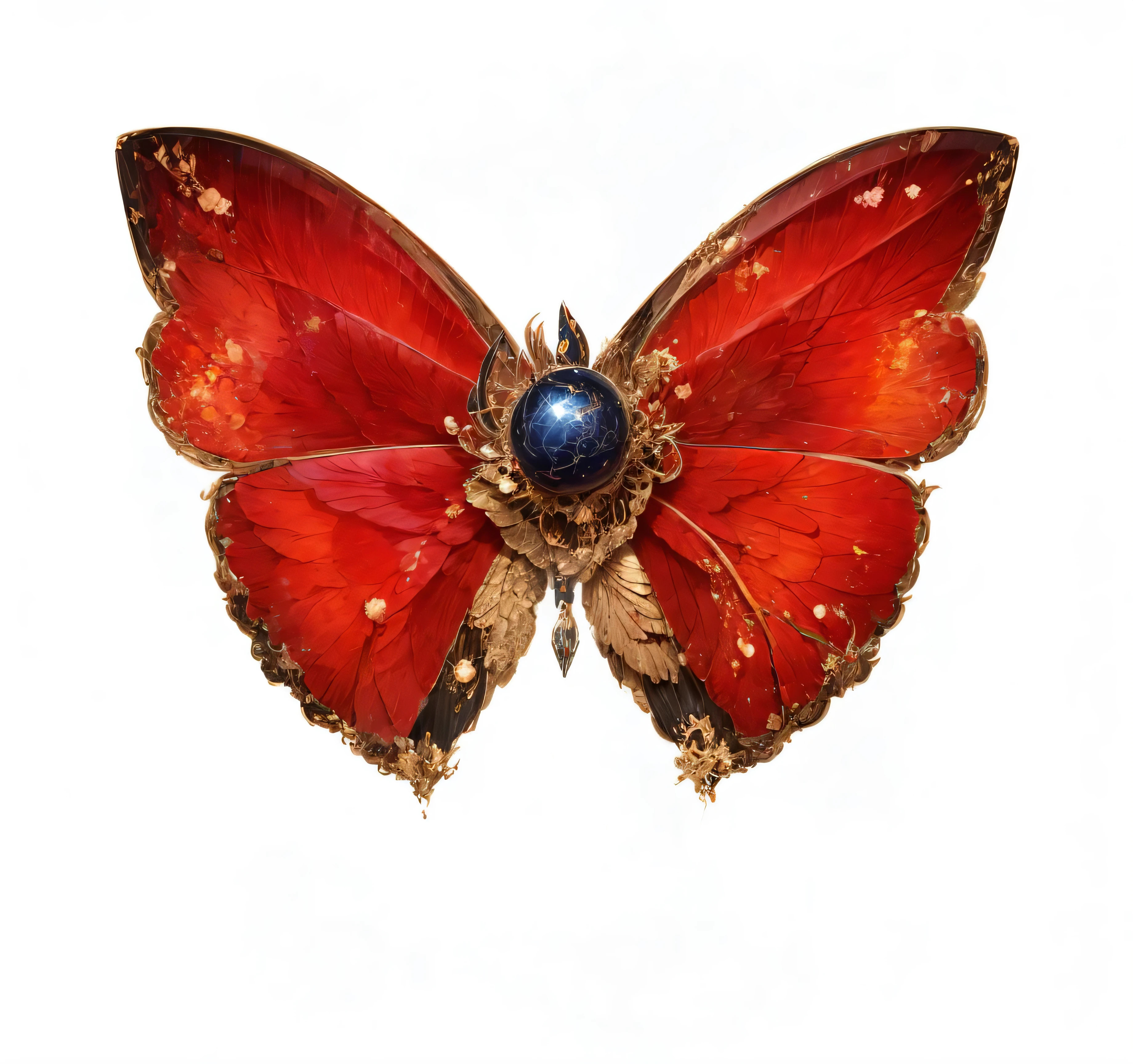 rose elements,fire element,There are dark golden lines on the wings,golden pattern,