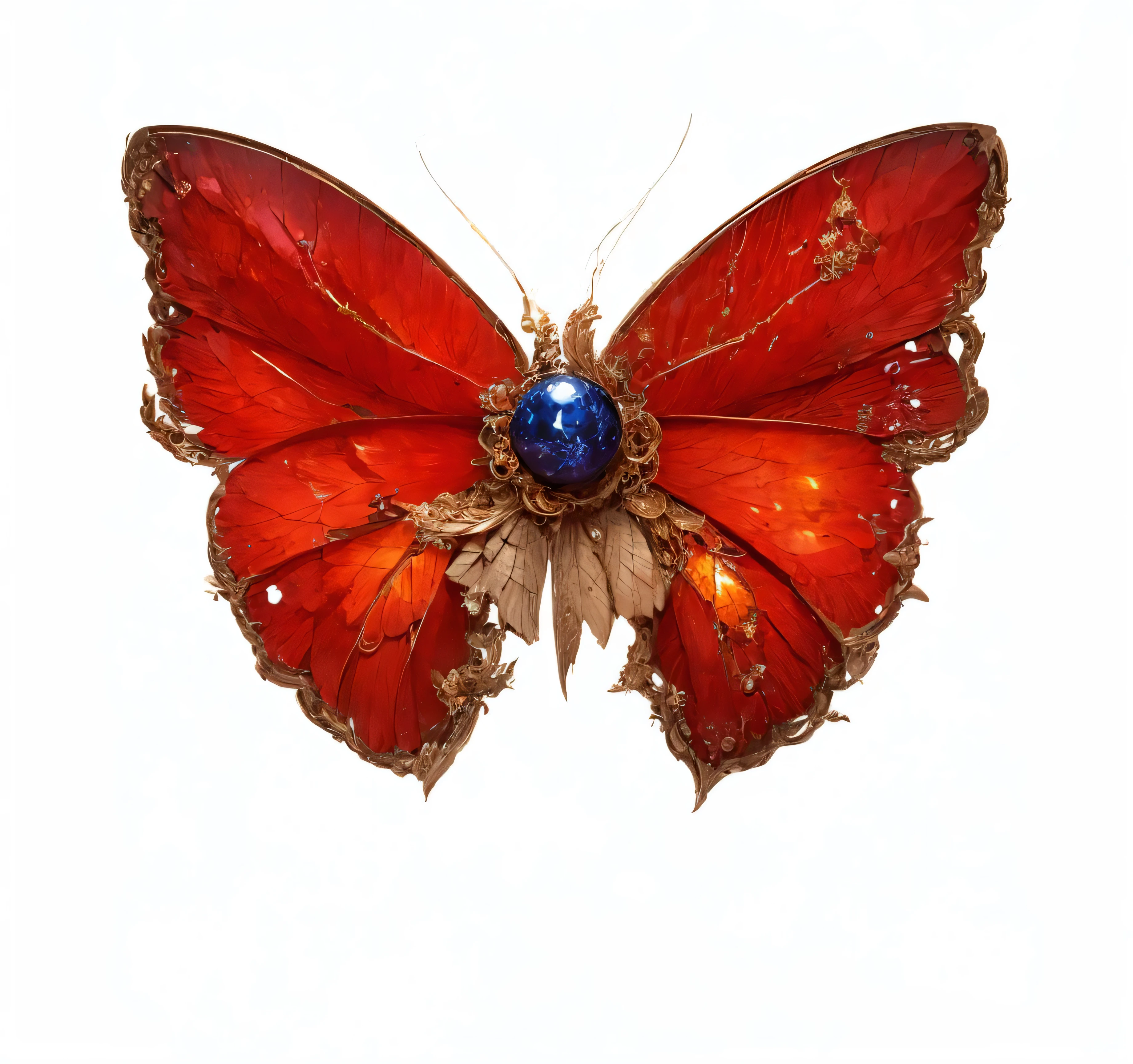 rose elements,fire element,There are dark golden lines on the wings,golden pattern,