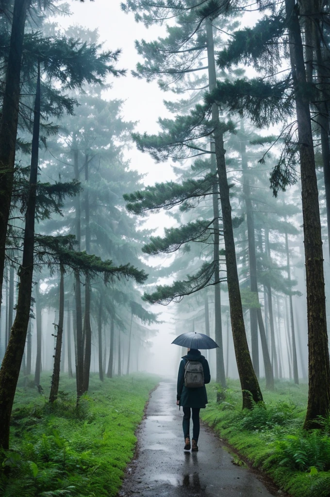 highest quality、in the forest、it&#39;s raining、Foggy