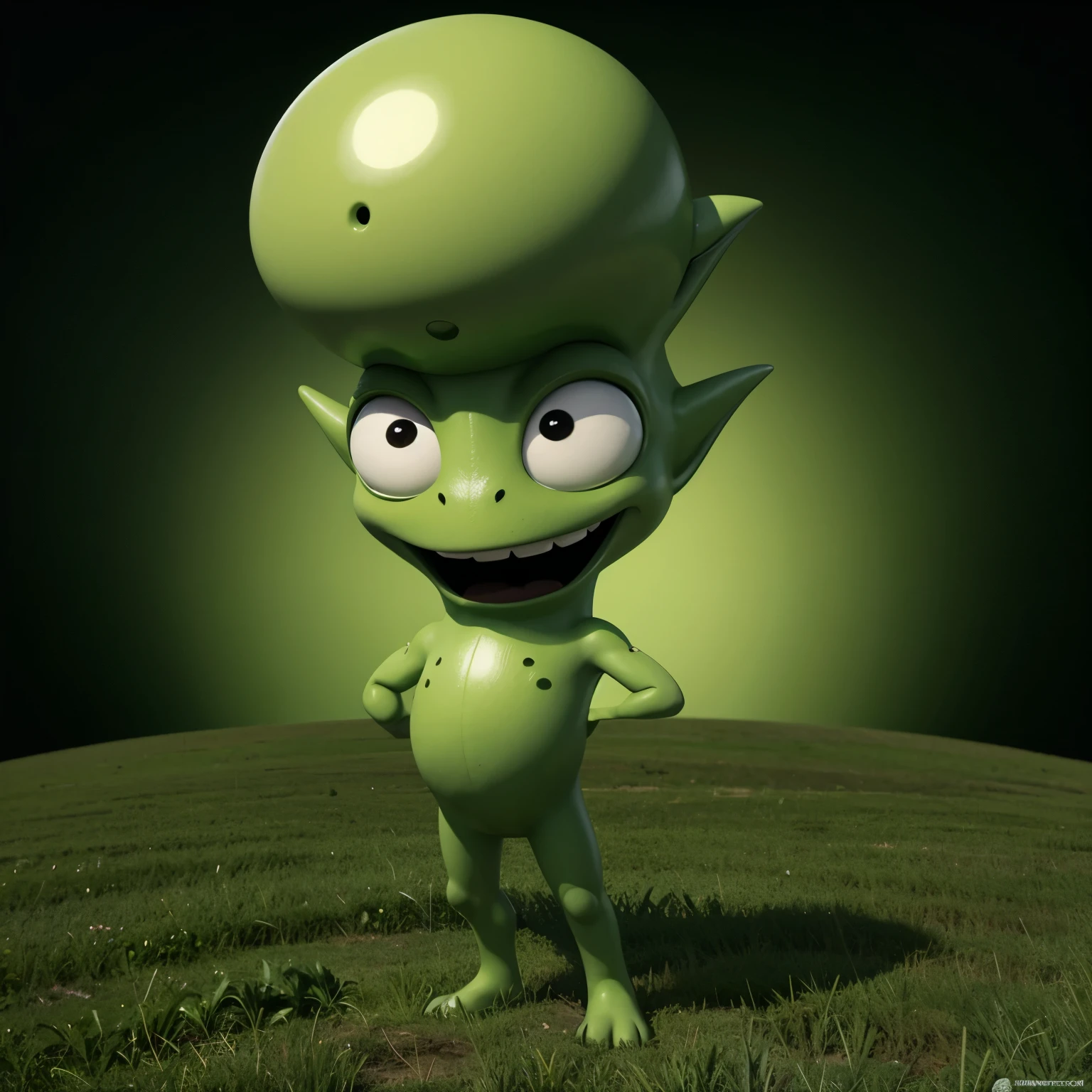 Funny green Alien cartoon