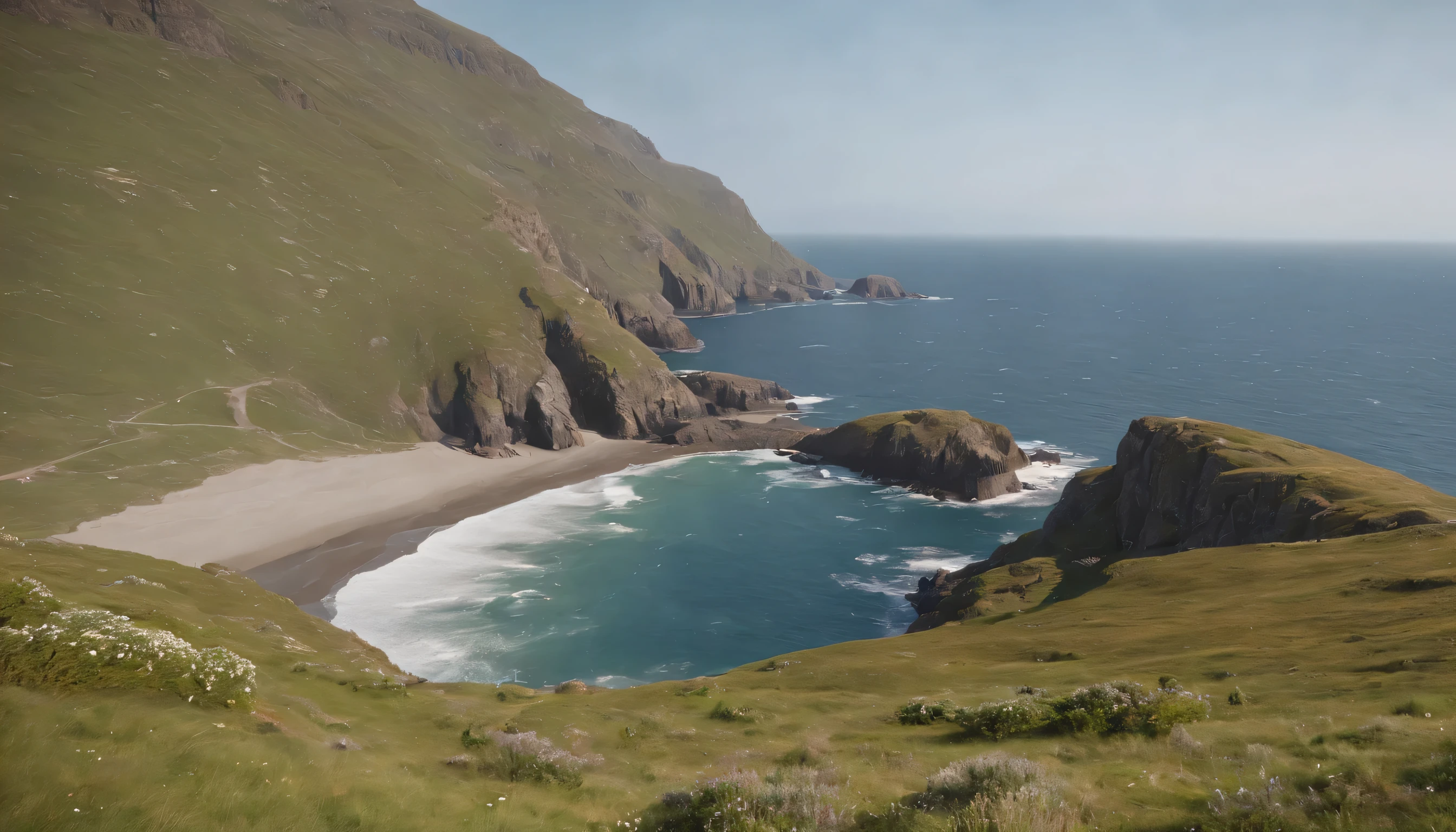 (Highly detailed CG Unity 8k wallpaper、masterpiece、highest quality、Super detailed)、(best lighting、best shadow、very delicate and beautiful)、highest quality、8k、Detailed facial depiction、masterpiece、highest quality、clear image quality、
newfoundland'rugged coastline landscape。
