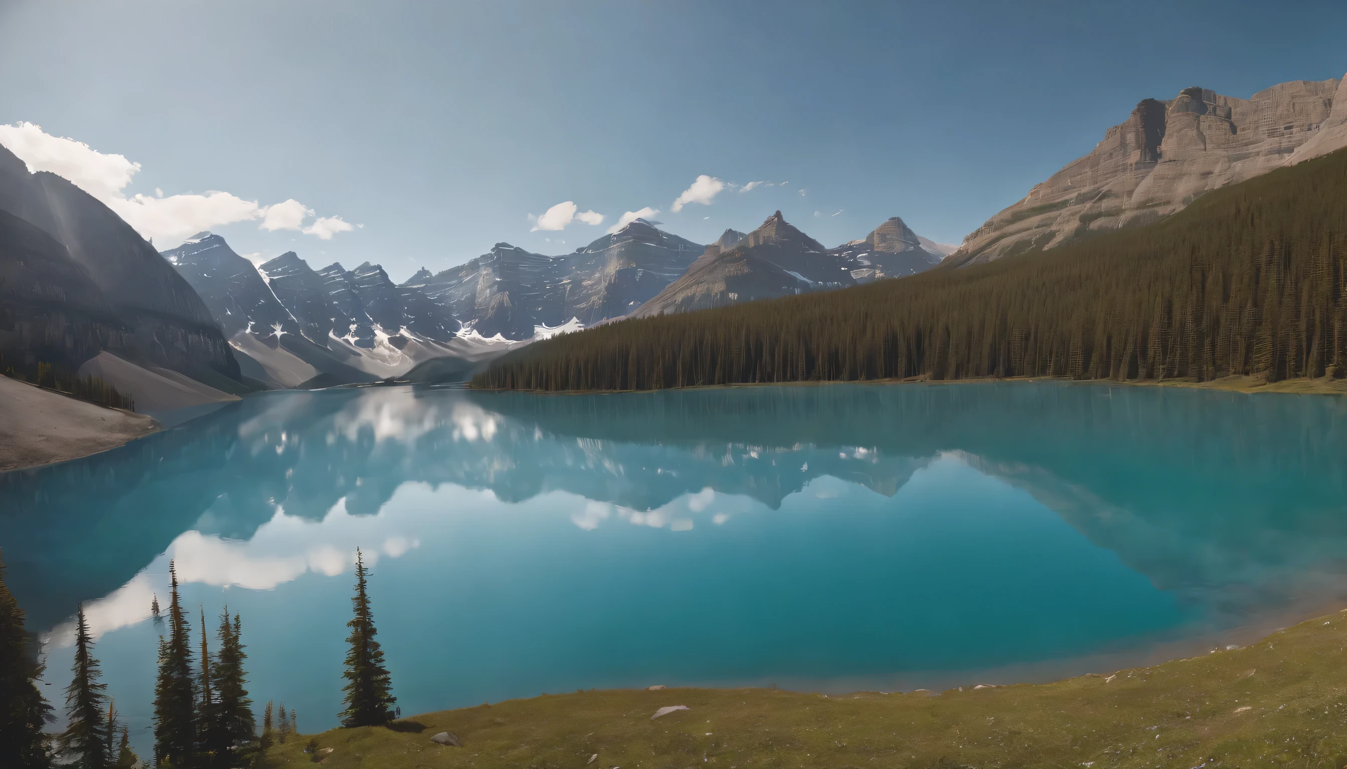 (Highly detailed CG Unity 8k wallpaper、masterpiece、highest quality、Super detailed)、(best lighting、best shadow、very delicate and beautiful)、highest quality、8k、Detailed facial depiction、masterpiece、highest quality、clear image quality、
Glacier and glacial lake landscapes in Banff and Jasper National Parks, alberta。