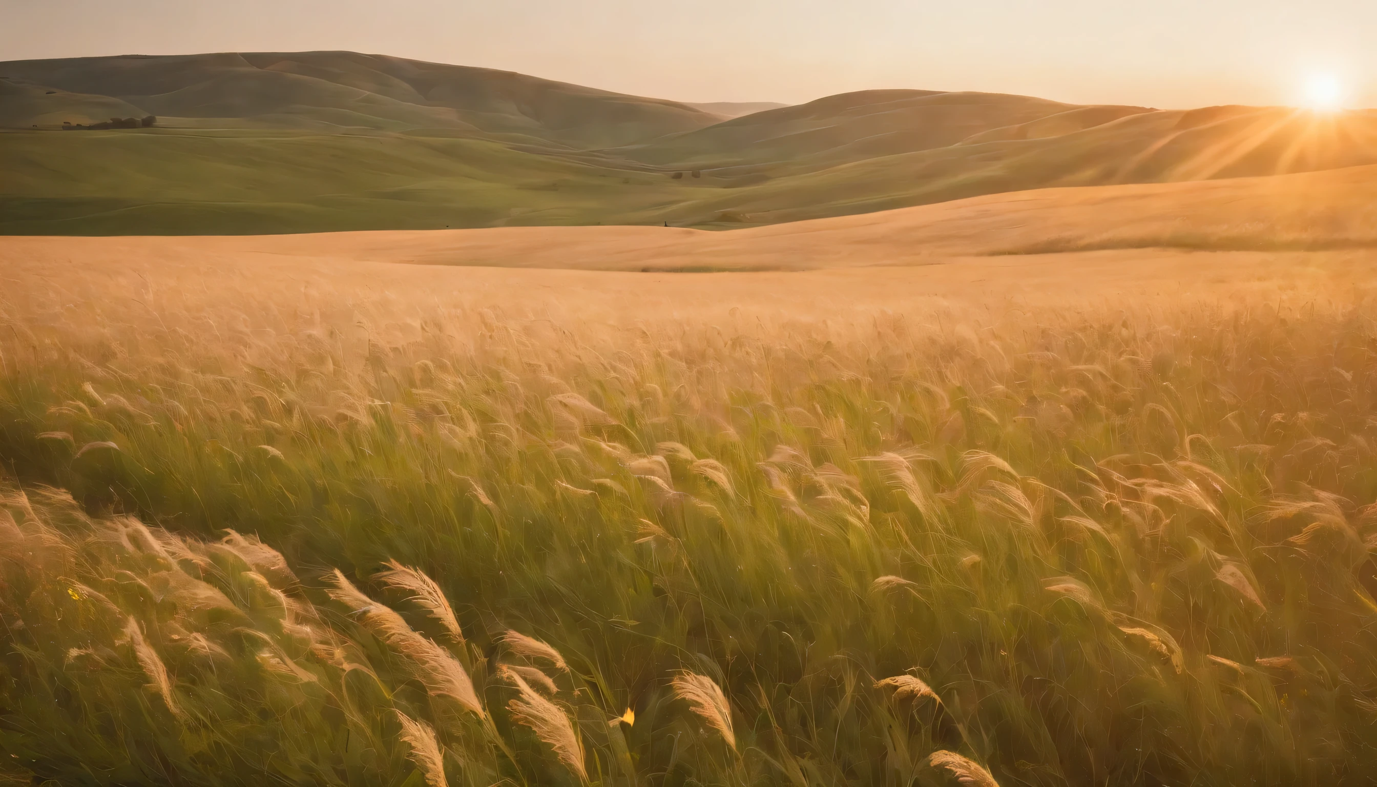 (Highly detailed CG Unity 8k wallpaper、masterpiece、highest quality、Super detailed)、(best lighting、best shadow、very delicate and beautiful)、highest quality、8k、Detailed facial depiction、masterpiece、highest quality、clear image quality、
Prairie landscape with grain fields in Saskatchewan。