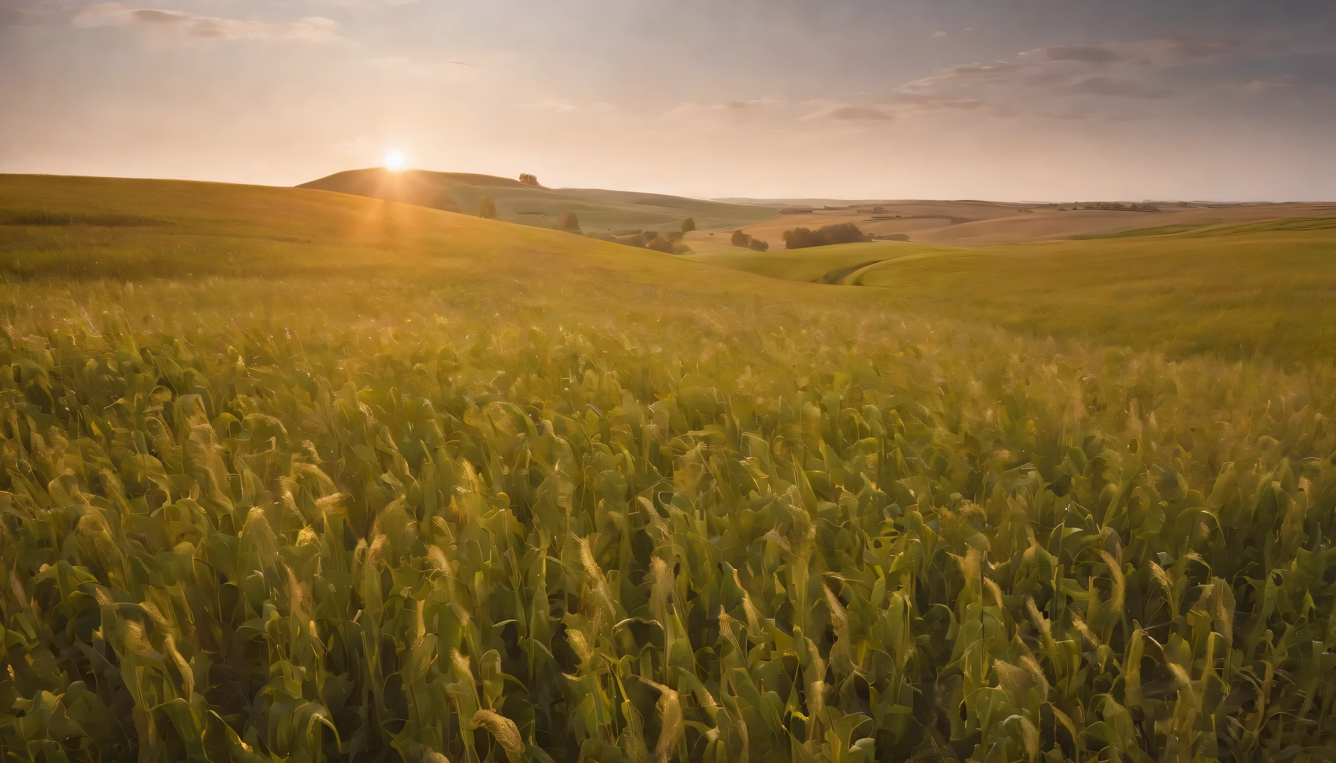 (Highly detailed CG Unity 8k wallpaper、masterpiece、highest quality、Super detailed)、(best lighting、best shadow、very delicate and beautiful)、highest quality、8k、Detailed facial depiction、masterpiece、highest quality、clear image quality、
Prairie landscape with grain fields in Saskatchewan。