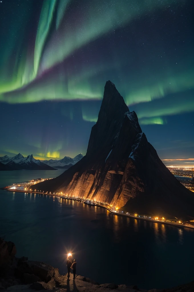 You can see the aurora and the dazzling night view。Create digital matte paintings of the aurora borealis and glittering nightscapes from sci-fi movies。