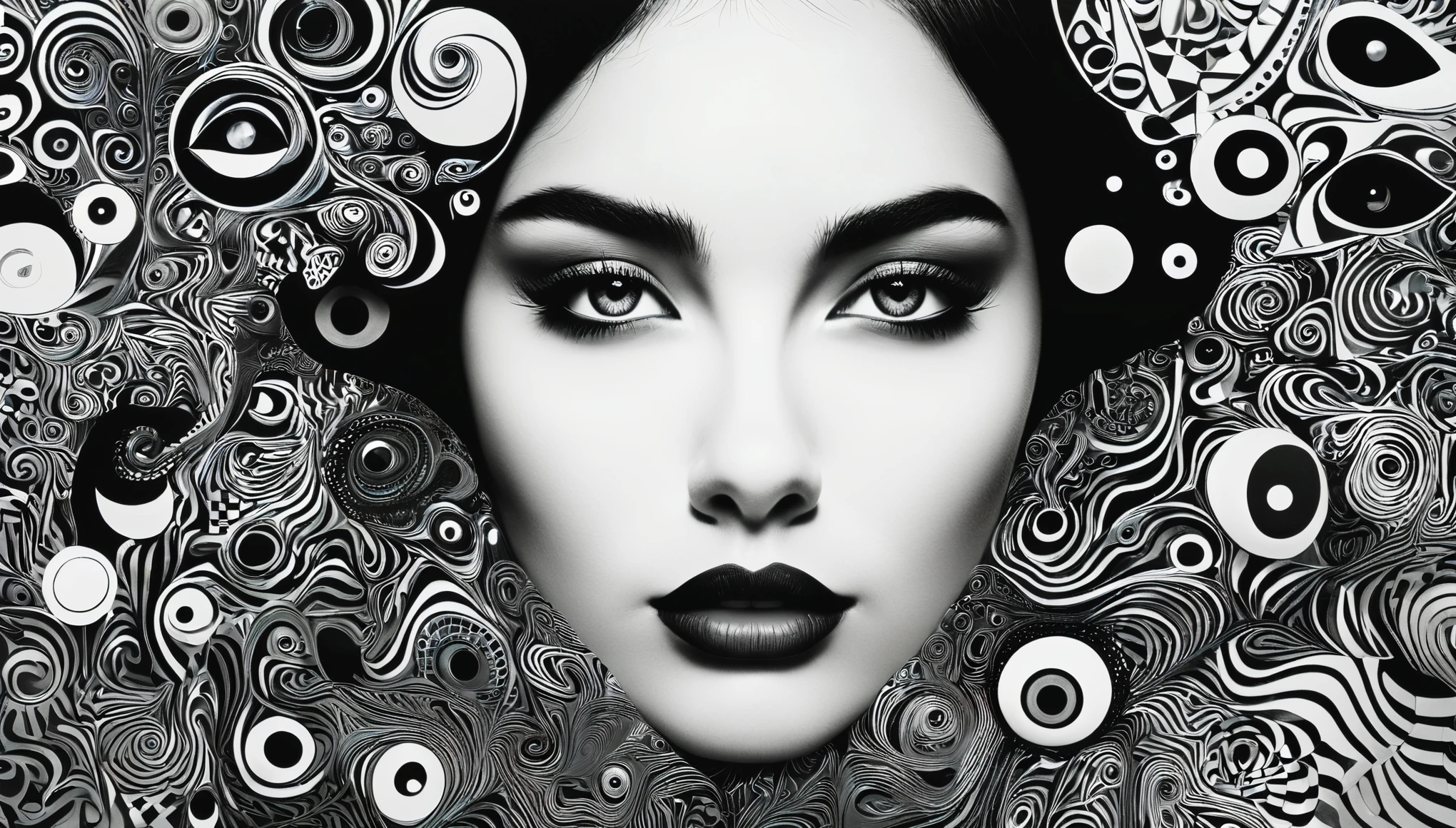 A seemingly intricate and confusing mix of people and shapes is offered to our bewildered gaze.
