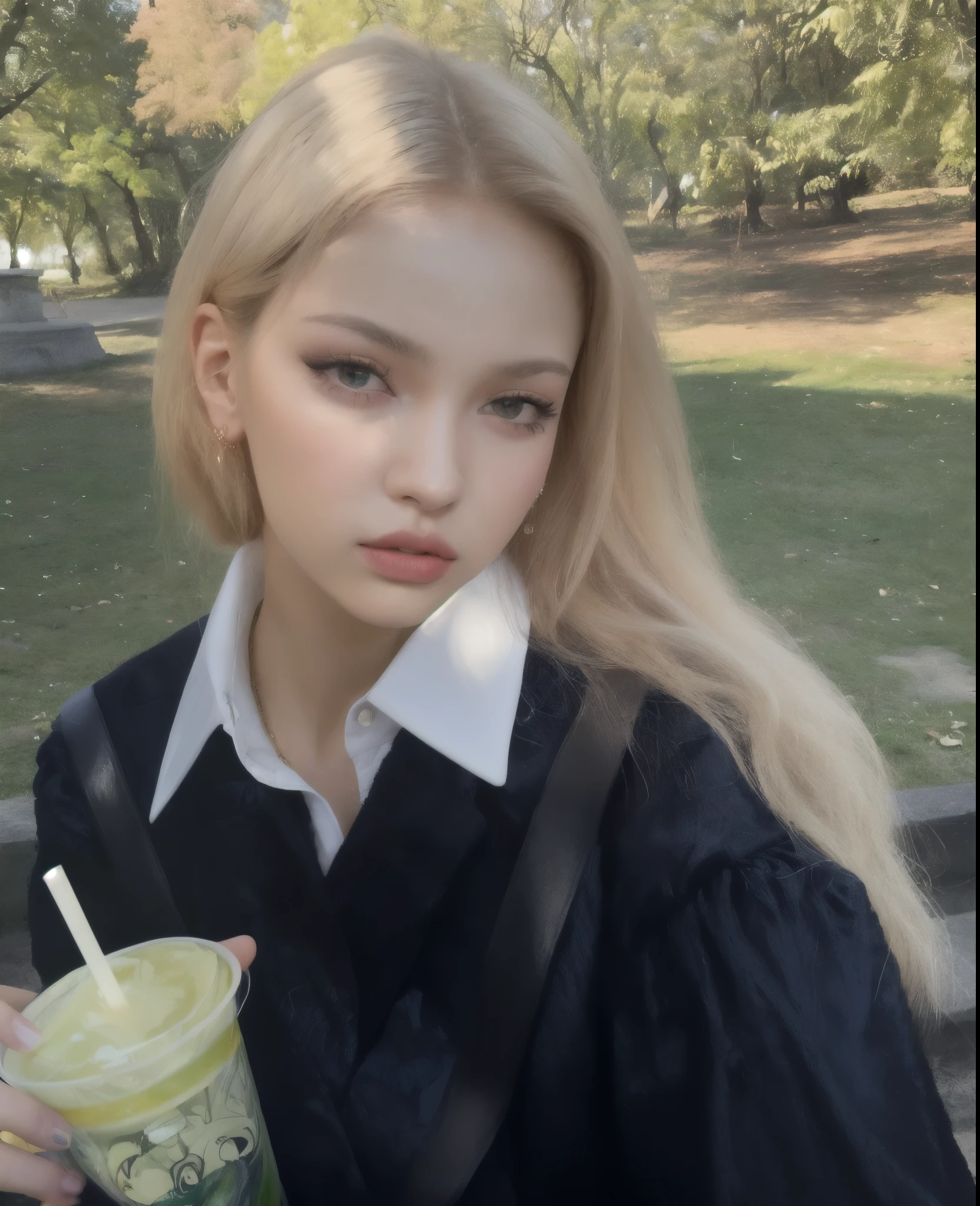 mulher loira com uma bebida em um parque, Yelena Belova, estilo de julia razumova, Anna Nikonova aka Newmilky, com longos cabelos loiros, Dasha Taran, angelina stroganova, Uma garota com cabelo loiro, modelo do instagram, Yulia Gorokhova, Aleksandra Waliszewska, Retrato de Sophie Mudd, jennie blackpink, lisa blackpink
