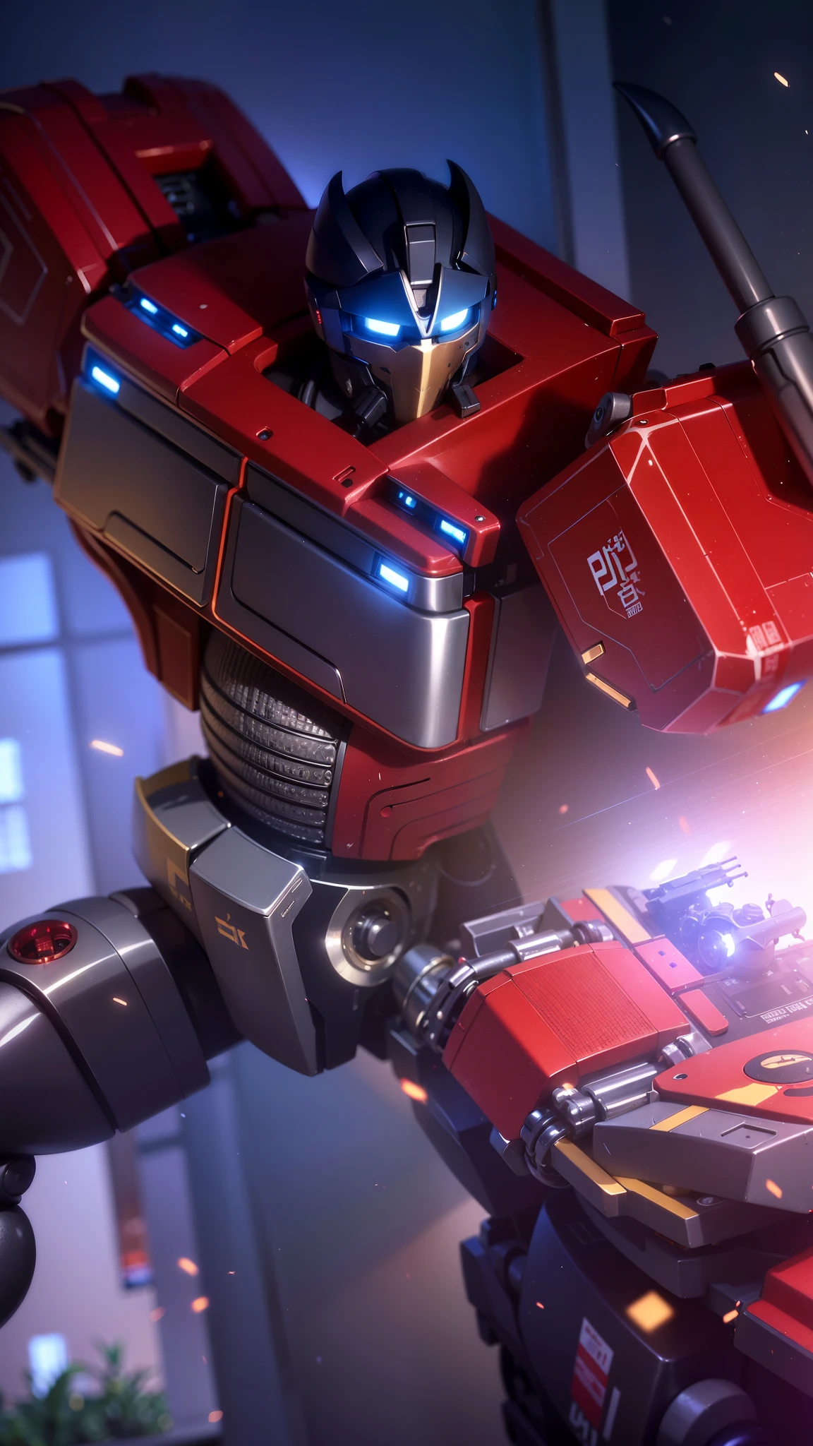 masculine male, masterpiece, best quality, (semirealism:1.9), beautiful lighting, (extremely detailed CG unity 4k fhd wallpaper), High Detail, Sharp focus, dramatic outdoors, a close up of a robot with a helmet on and a sword, futuristic outfit riding a motorcycle.