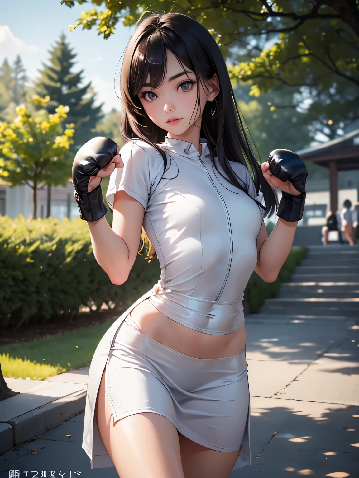 ((focus on the face)),[NSFW], ((Cute symmetrical face)),8k, highest quality, photo realistic, Highly detailed 8k wallpaper,、((Biologically correct limbs))、((The number of fingers on one hand is 5))、(masterpiece:1.2, highest quality), (realistic, photorealistic:1.4), beautiful illustrations, (natural side lighting, movie lighting), Beautiful woman,blue-silver hair, 25 years old,(4 Women)、 perfect face, perfect body, shiny skin, beautiful hair, beautiful face, beautiful eyes, 緻密でbeautiful eyes, beautiful body, beautiful breasts, beautiful arms、((beautiful thin legs)), (small butt、Narrow thighs),blush,、(Jacket、shirt、medium long skirt、boxing gloves)、((Straight punch to the camera))、Vibrant