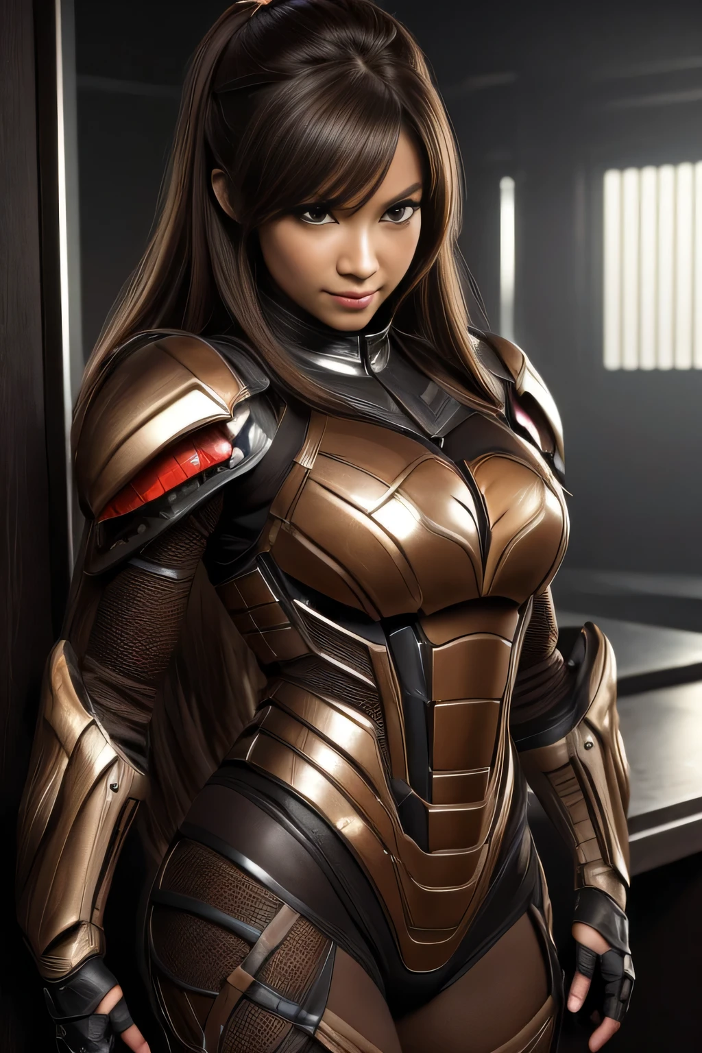 (High resolution,masterpiece,highest quality,Very detailed CG, anime, official art:1.4), realistic, photograph, amazing detail, everything is complicated, shiny and glossy,Amazing number of layers, 8K wallpaper, 3D, sketch, cute, figure,( alone:1.4), perfect female proportions,villain&#39;s daughter, (Fusion of dark brown cockroach and lady:1.4), (brown cockroach woman:1.2), (brown cockroach woman:1.2), (Fusion:1.2), (alone:1.4), (evil smile:1.2), muscular, abs, (Cockroach brown exoskeleton bio insect suit:1.4), (Cockroach brown exoskeleton bio insect armor:1.2), (brown transparent cockroach feathers:1.4), (Antennae of brown cockroaches:1.3),