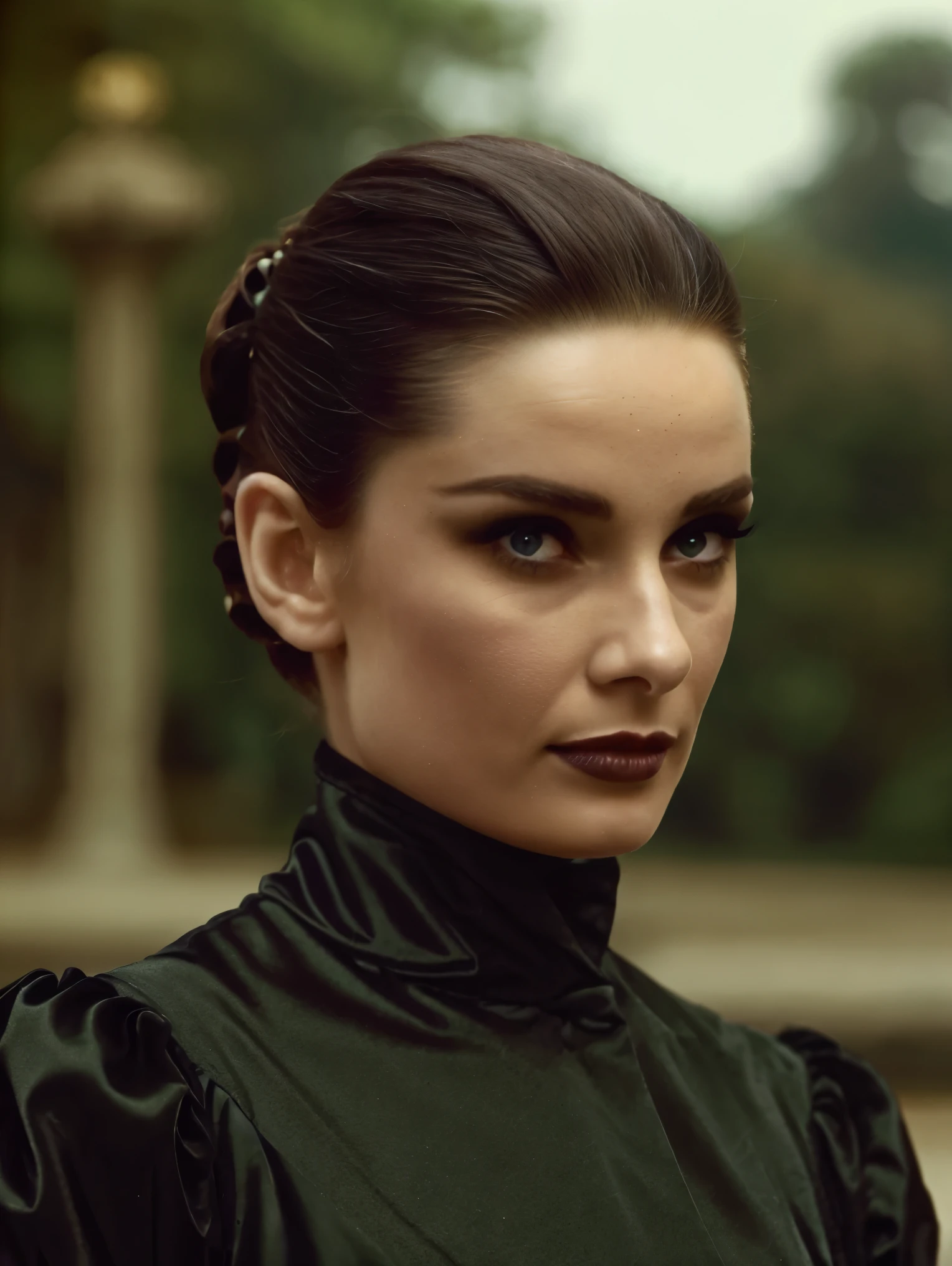 A close up short of a beautiful lady, gothic fashion