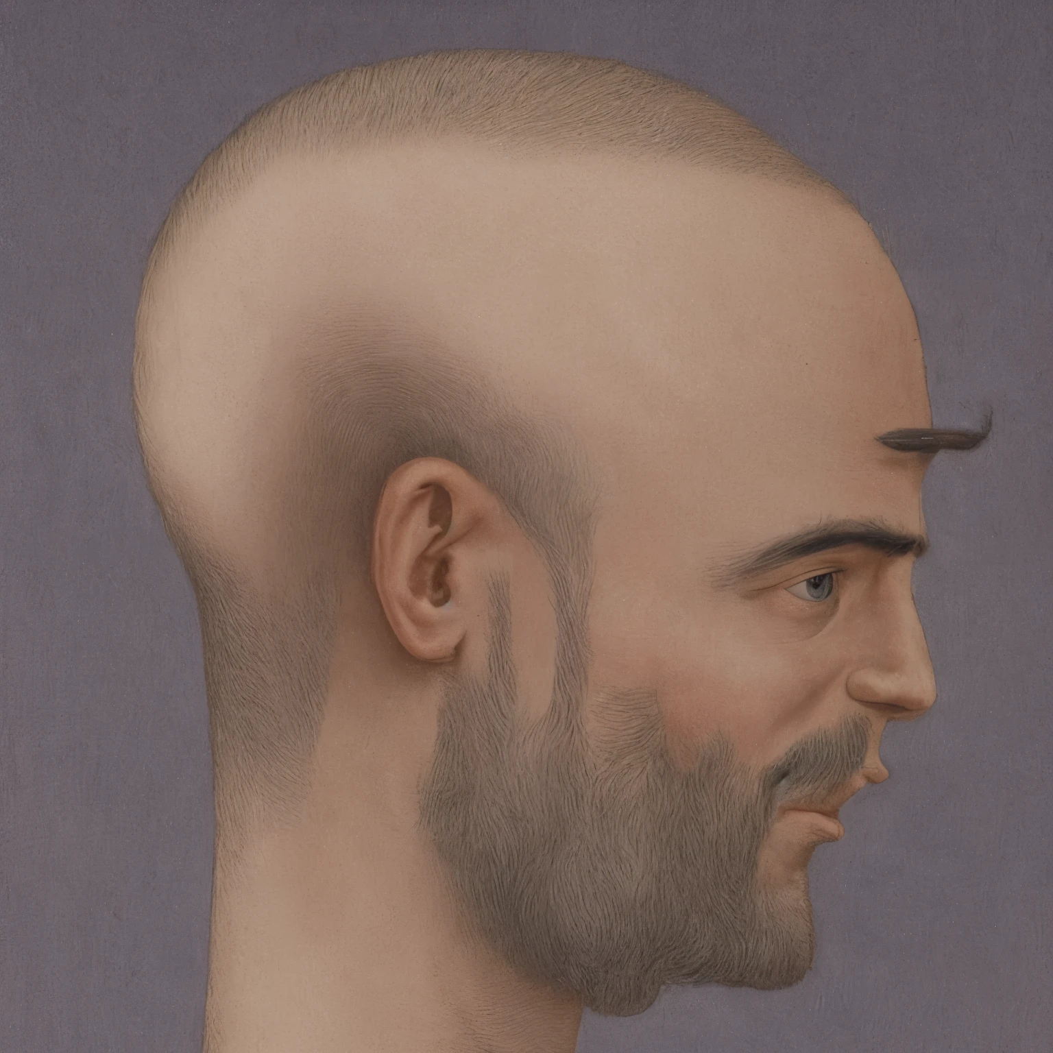 Male human head with hair shaped like a penis