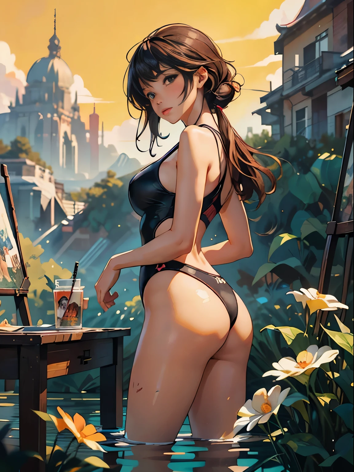 photo, Banks art stickers,Kelly Brooke , soul, digital illustration, comic style, 完美of解剖結構, center, nearly perfect, 动态of, Very detailed, watercolor, art station, concept art, 光滑of, 锐利of焦点, illustration, art by Kane Griffith and Vadim Kashin,Big breasts,獨自一人of動漫女孩,High cut split swimsuit,thong, Show belly button,camel toe exposed,齐刘海of柔和短发, heterochromia, 完美of解剖結構, center, nearly perfect, 动态of, Very detailed, character table, art station, concept art, 光滑of, 锐利of焦点, illustration, 金正基of艺术作品,, artistic germ, Kane Griffith and Vadim Kashin , Sasha Yakovleva, Lois, Jeremy Mann, full-body shot, character table, lightning wave, beautiful anime watercolor ,Tim Okamura(Tim Okamura)of《dripping paint》, Victor Nizovtsev, Greg Rutkoski, Noah Bradley. trending on art station, 8k, masterpiece, graffiti paint, Fine details, full of color, 错综复杂of细节, golden ratio illustration,monochrome green background, masterpiece, 最好of质量, high quality, high resolution, 最好of质量, high resolution修复, 明亮惊人of灯光, Detail enhancement::style only zuul by valerio "Dreher Lake" buonfantino on art station::2.9 ,( 美丽of女人 )), ((独自of)), ( 细致of眼睛和细致of脸:1.3), (High cut split swimsuit:1.3), (美丽清晰of背景:1.2), (Very detailed, Super detailed, 最好of影子:1.1), big breasts, 裸露of肩膀, flowers and petals, , (White background:0.5), (illustration :1.1), (非常精緻和美麗of女孩:1.1), (Perfect details:1.1)style::Li Zai ::2.9——Quality ,illustration style, 奇妙of画作 ,graffit style, Black straight hair flowers ,High cut split swimsuit,thong, 美丽of女人, 设计周围of黑色浮雕,热情of钢琴家点燃钢琴of火花, fire, night nucleus, Fine details, 富有表现力of, dark contrast, in the style of paper frank, McFly - 16th:9 --q 2 --s 500 --v 5.1 --style raw --c 100,from behind