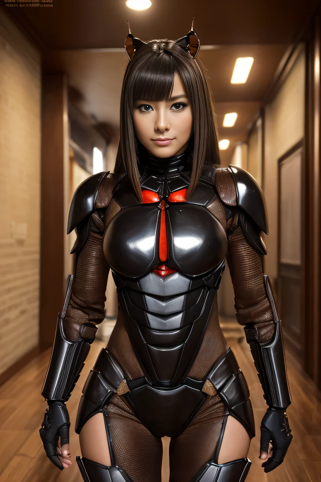 (High resolution,masterpiece,highest quality,Very detailed CG, anime, official art:1.4), realistic, photograph, amazing detail, everything is complicated, shiny and glossy,Amazing number of layers, 8K wallpaper, 3D, sketch, cute, figure,( alone:1.4), perfect female proportions,villain's daughter, (Fusion of dark brown cockroach and lady:1.4), (brown cockroach woman:1.2), (brown cockroach woman:1.2), (Fusion:1.2), (alone:1.4), (evil smile:1.2), muscular, abs, (Cockroach brown exoskeleton bio insect suit:1.4), (Cockroach brown exoskeleton bio insect armor:1.2), (brown transparent cockroach feathers:1.4), (Antennae of brown cockroaches:1.3),