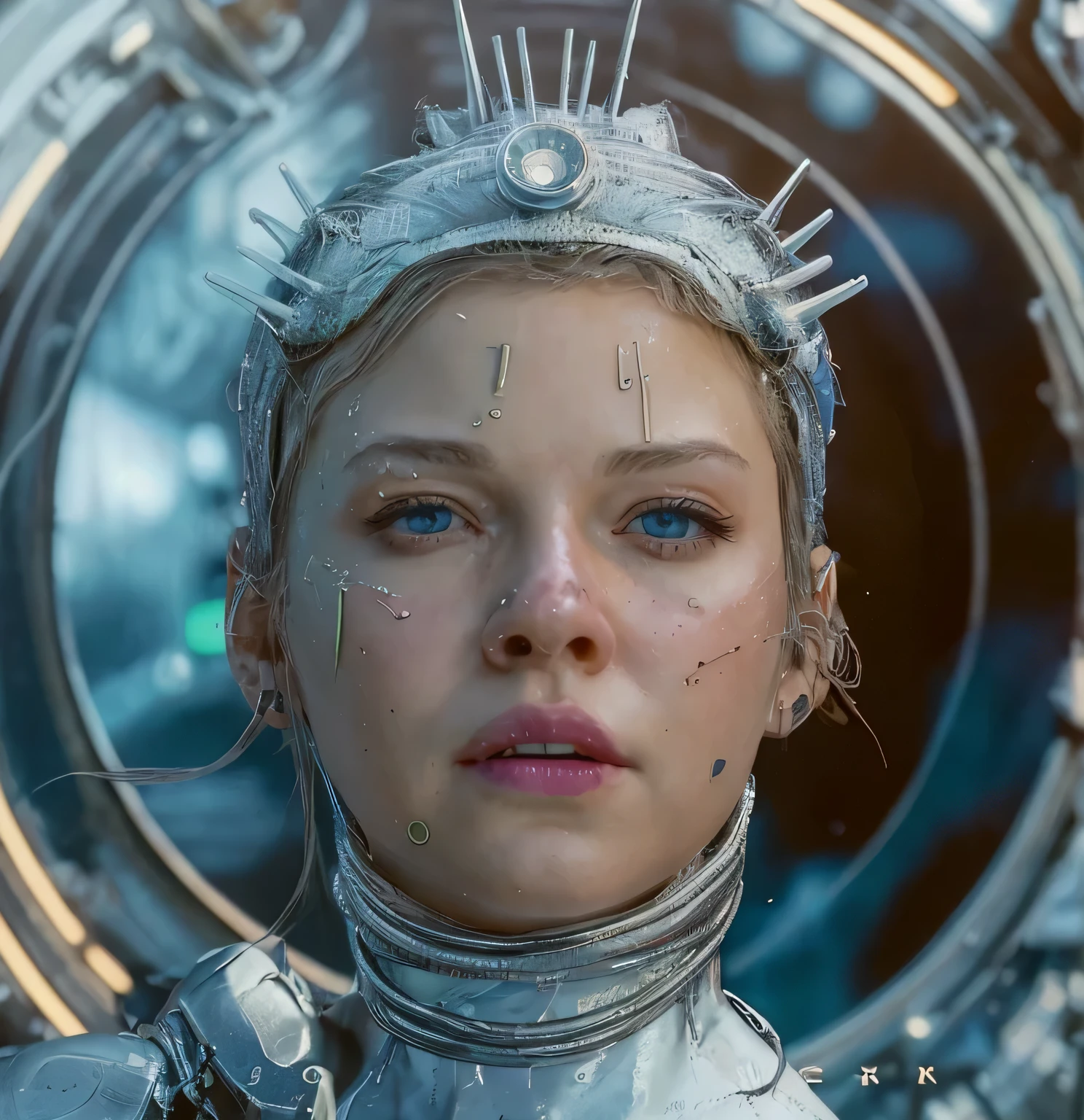 Neon female character real person