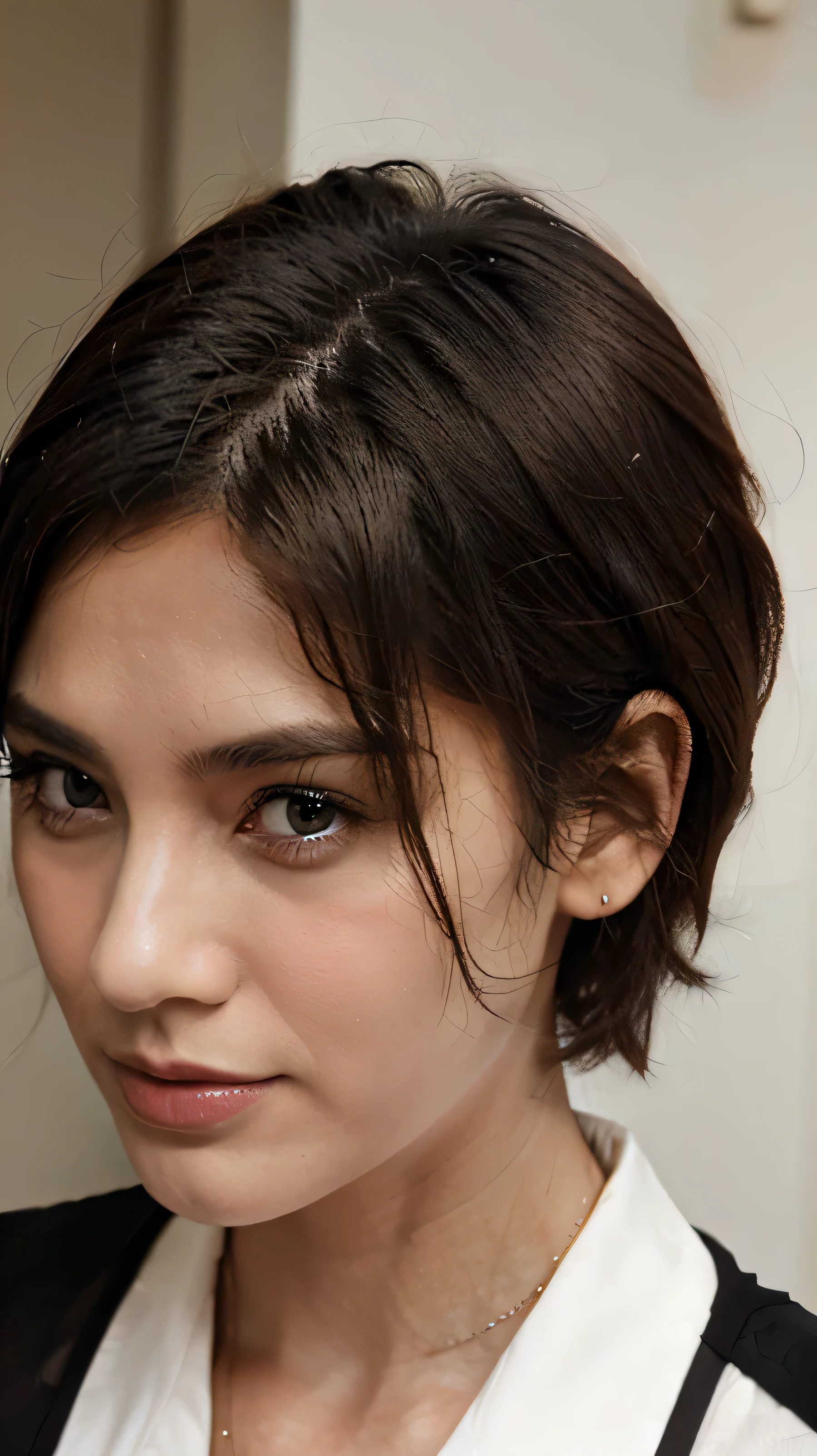 mature women wear business outfit,short hair,close up