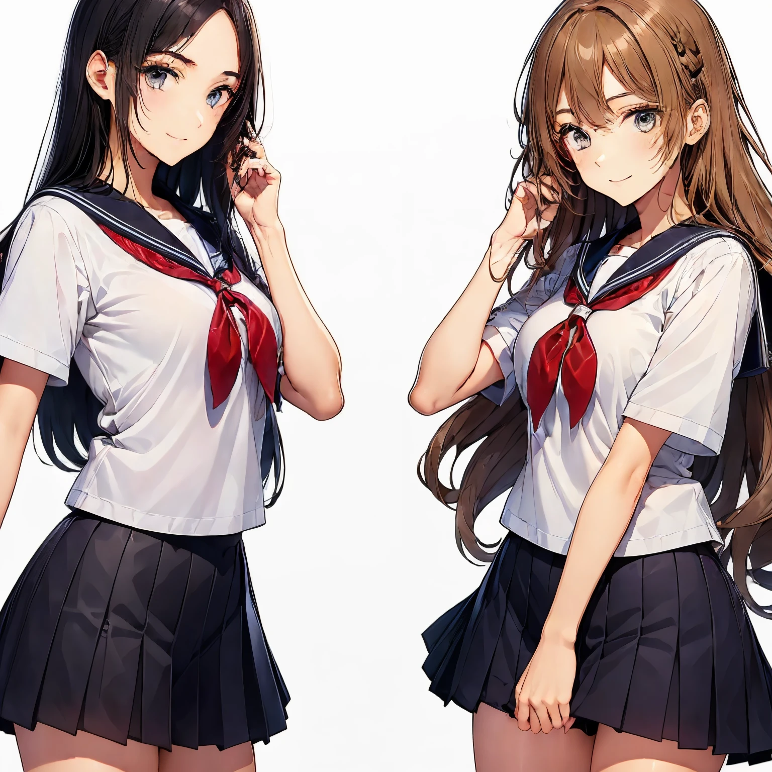 high quality,((2girls,chyuri,cuddle,smile)),Japanese high school student,short sleeve sailor school uniform,