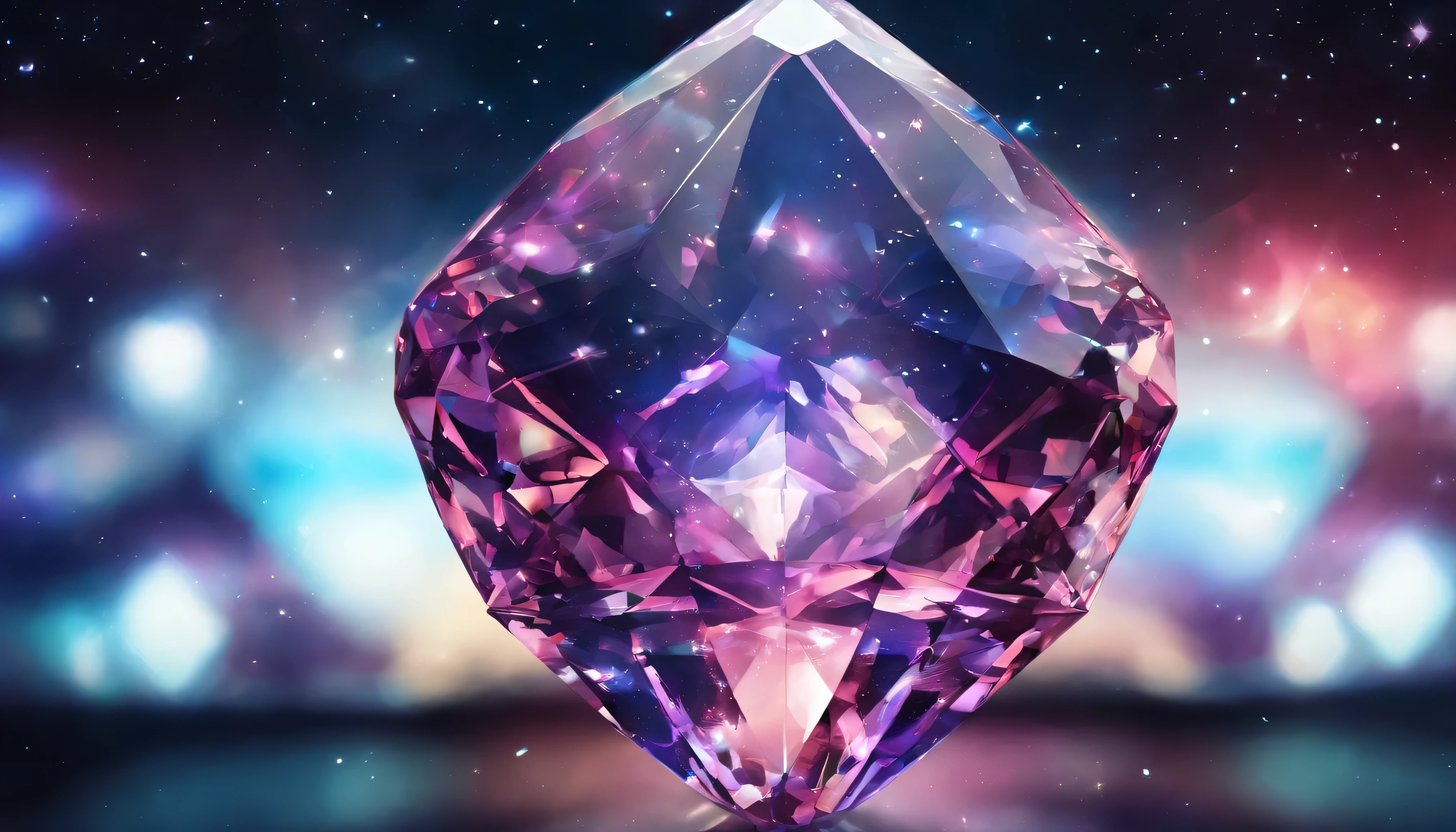 (diamond shaped glass :1.3)、there are no humans、about、There's a universe inside,The background is space,Depth of the bounds written、(blurred background))、 masterpiece、highest quality、super detailed house
