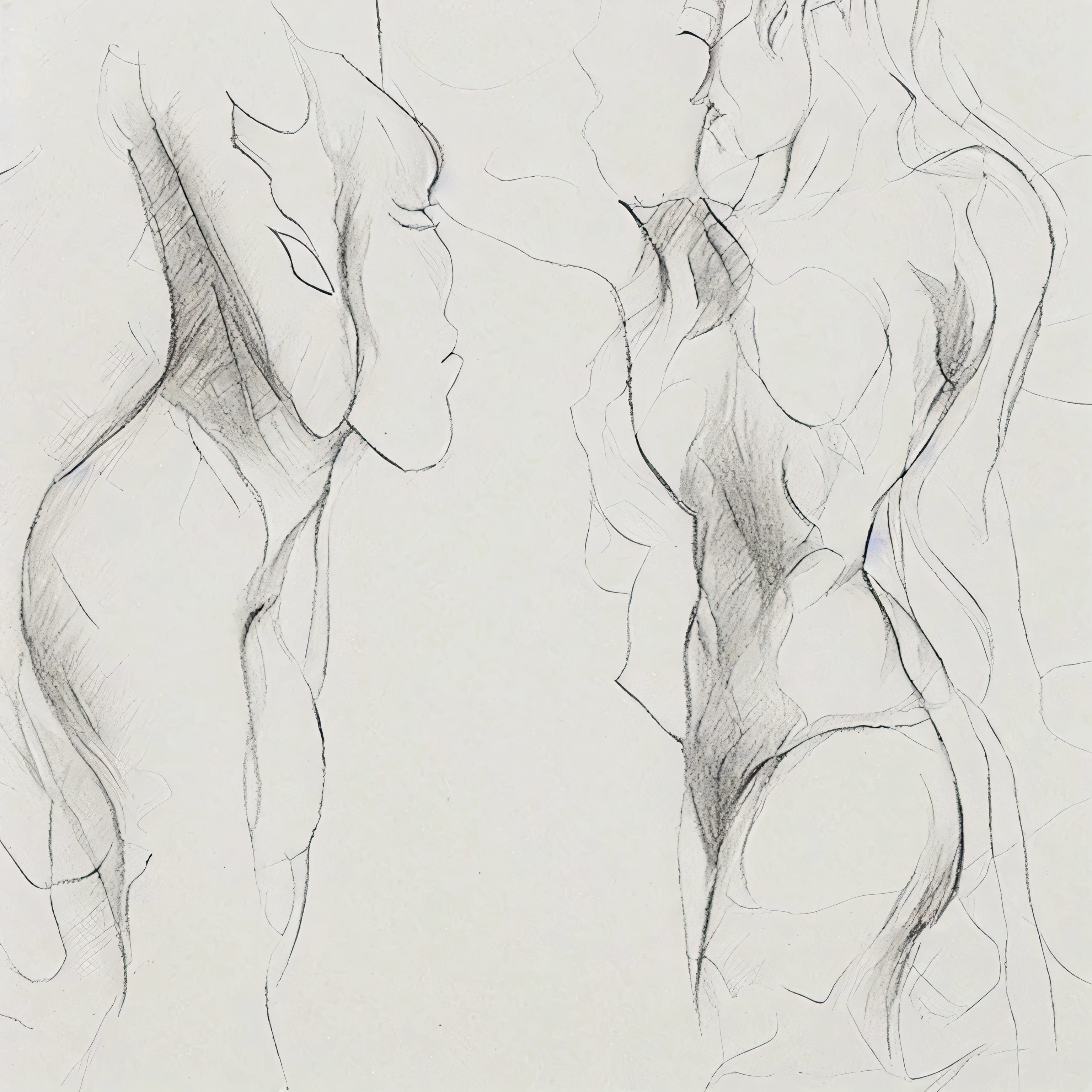 clean basic sketch lineout of a womans body as a starting point for a pencil drawing