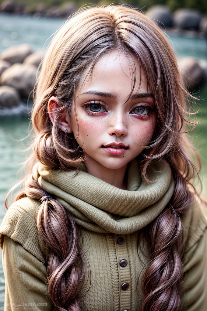 (Modelshoot style), A sad and homeless little girl ((wearing a torn old outfit)), (shy), 1girl, solo, curly brown hair and messy, very detailed face, beautiful eyes, [chubby], adorable, with bright rosy cheeks, sad eyes, gorgeous, (Rembrandt Lighting), zeiss lens, ultra realistic, (highly detailed skin: 1.2), 8k uhd, dslr, Dramatic Rim light, high quality, Fujifilm XT3