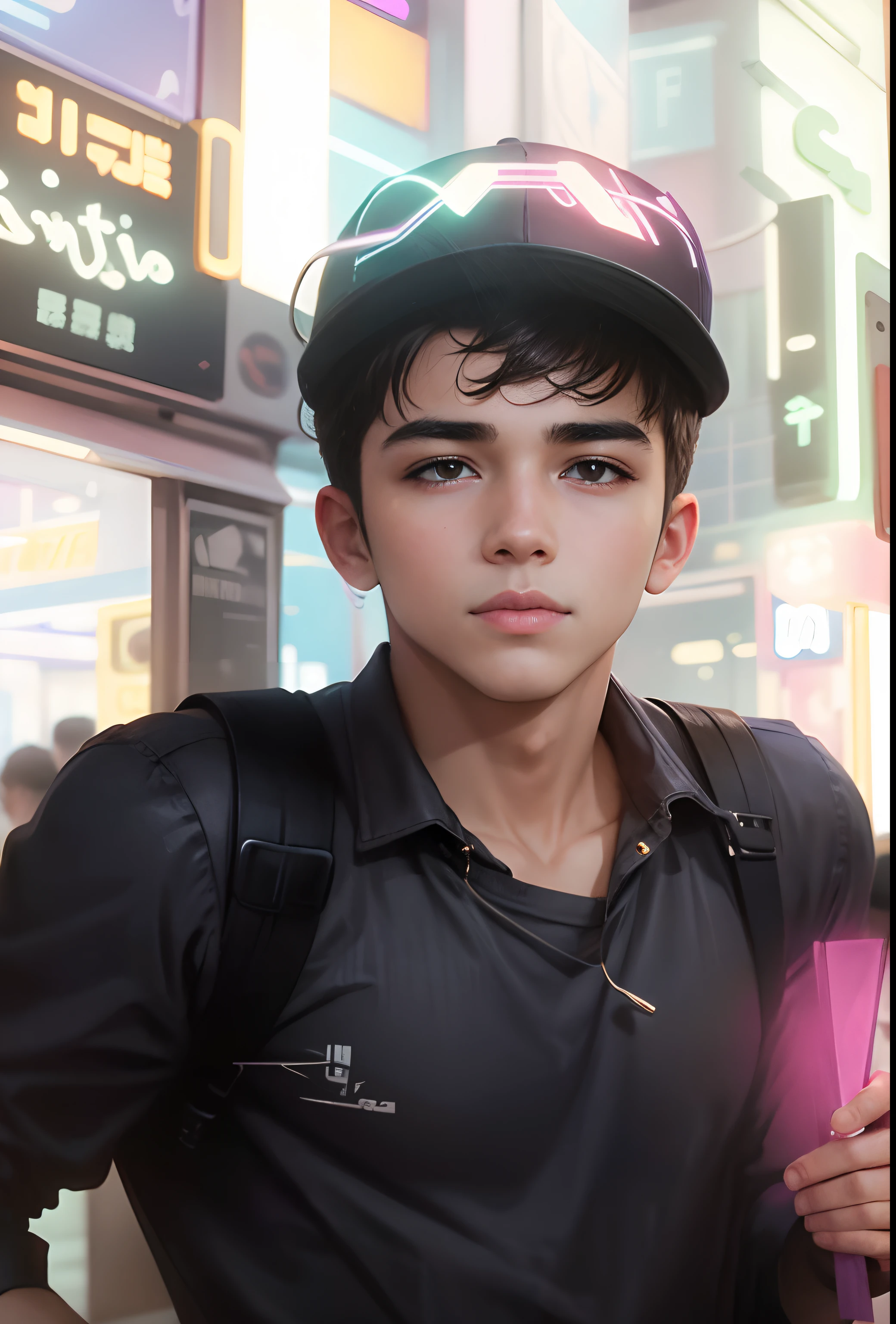 Luz neon de menino fofo