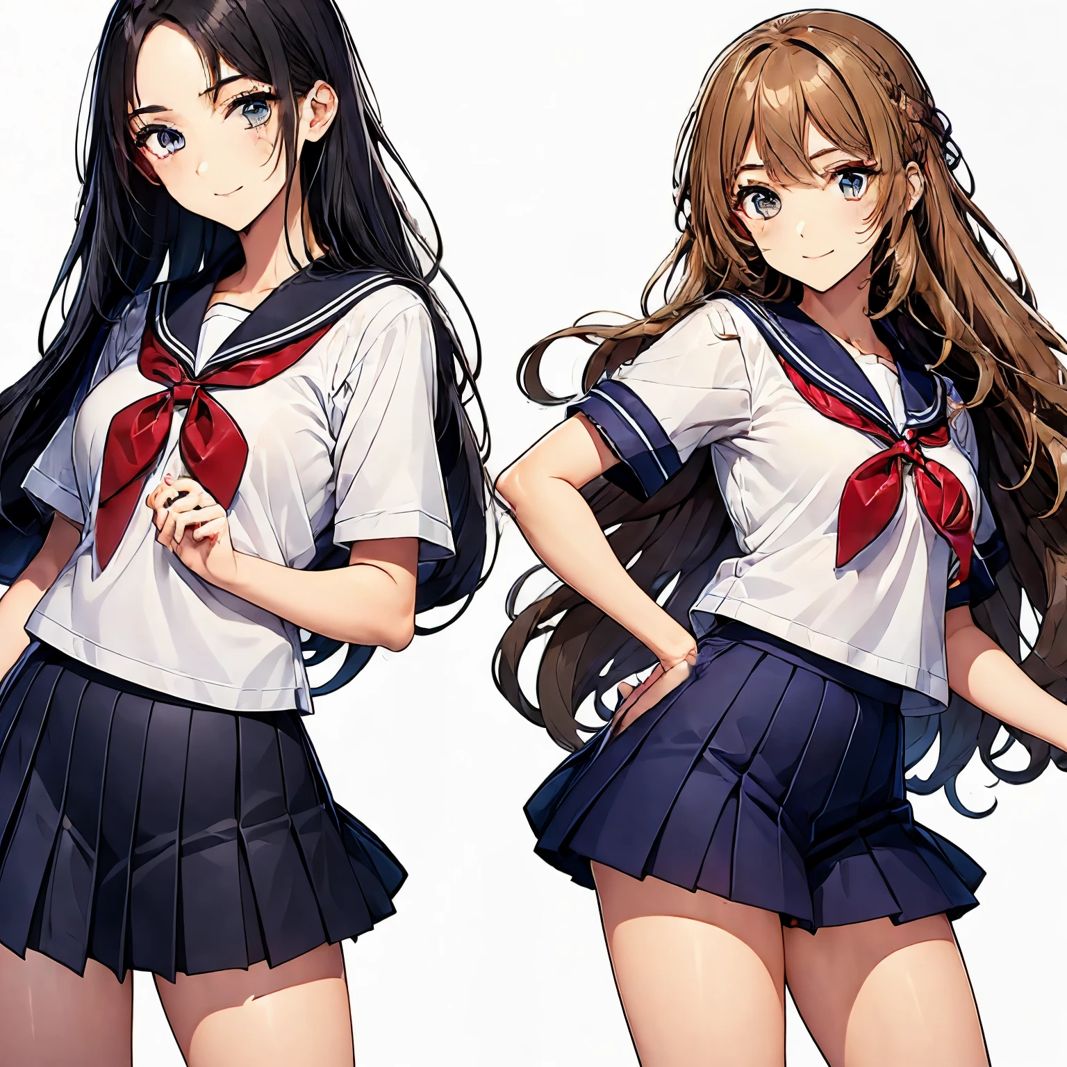 high quality,((2girls,chyuri,cuddle,smile)),Japanese high school student,short sleeve sailor school uniform,