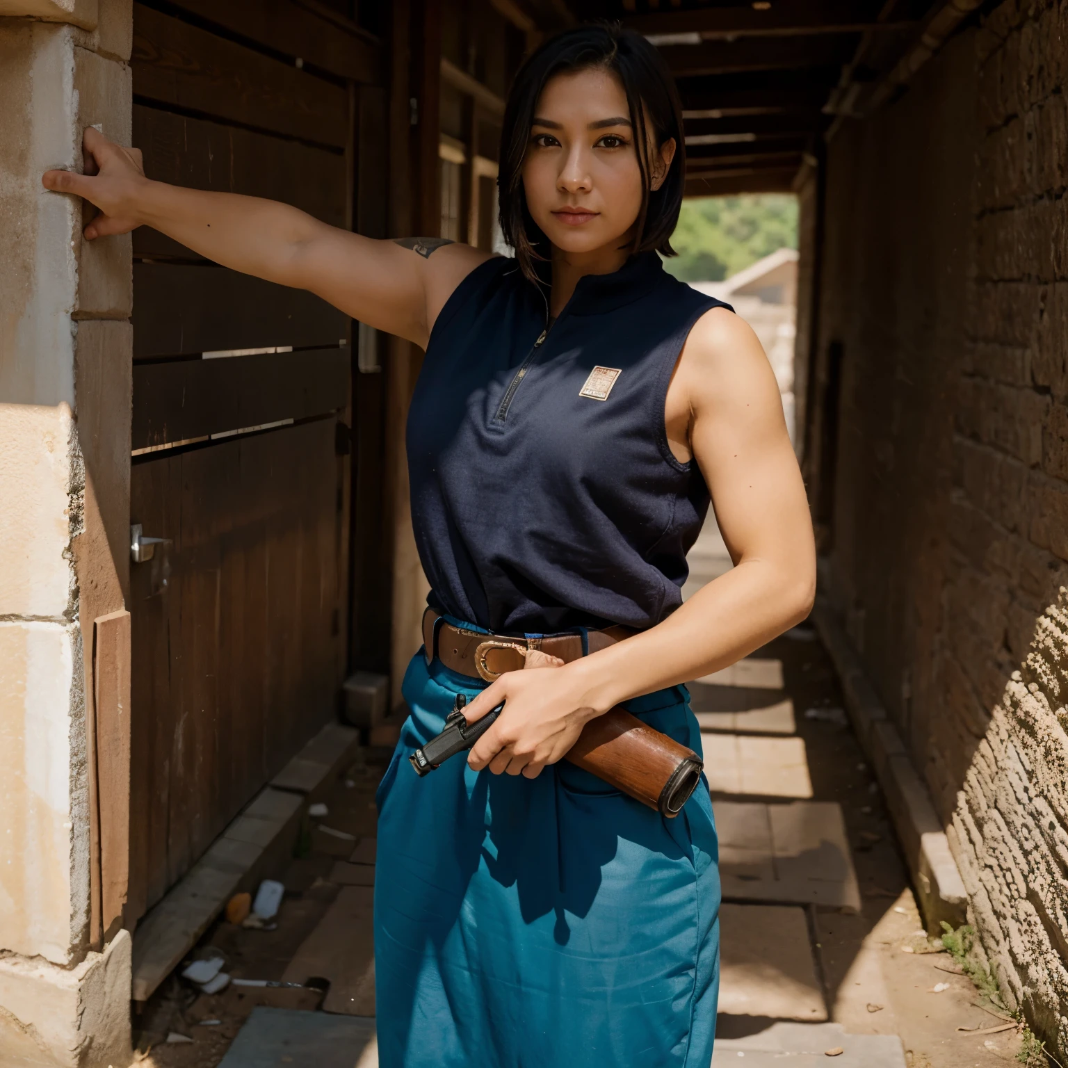 Gojo handing a gun jn standing pose