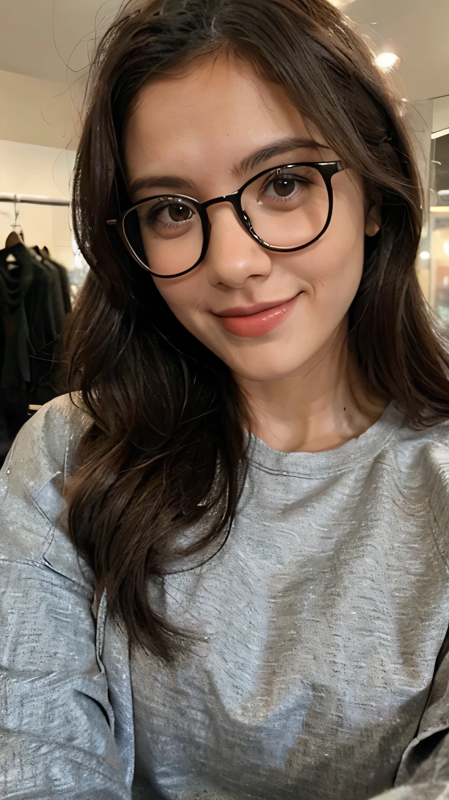 girl glasses casual outfit,close up,smile