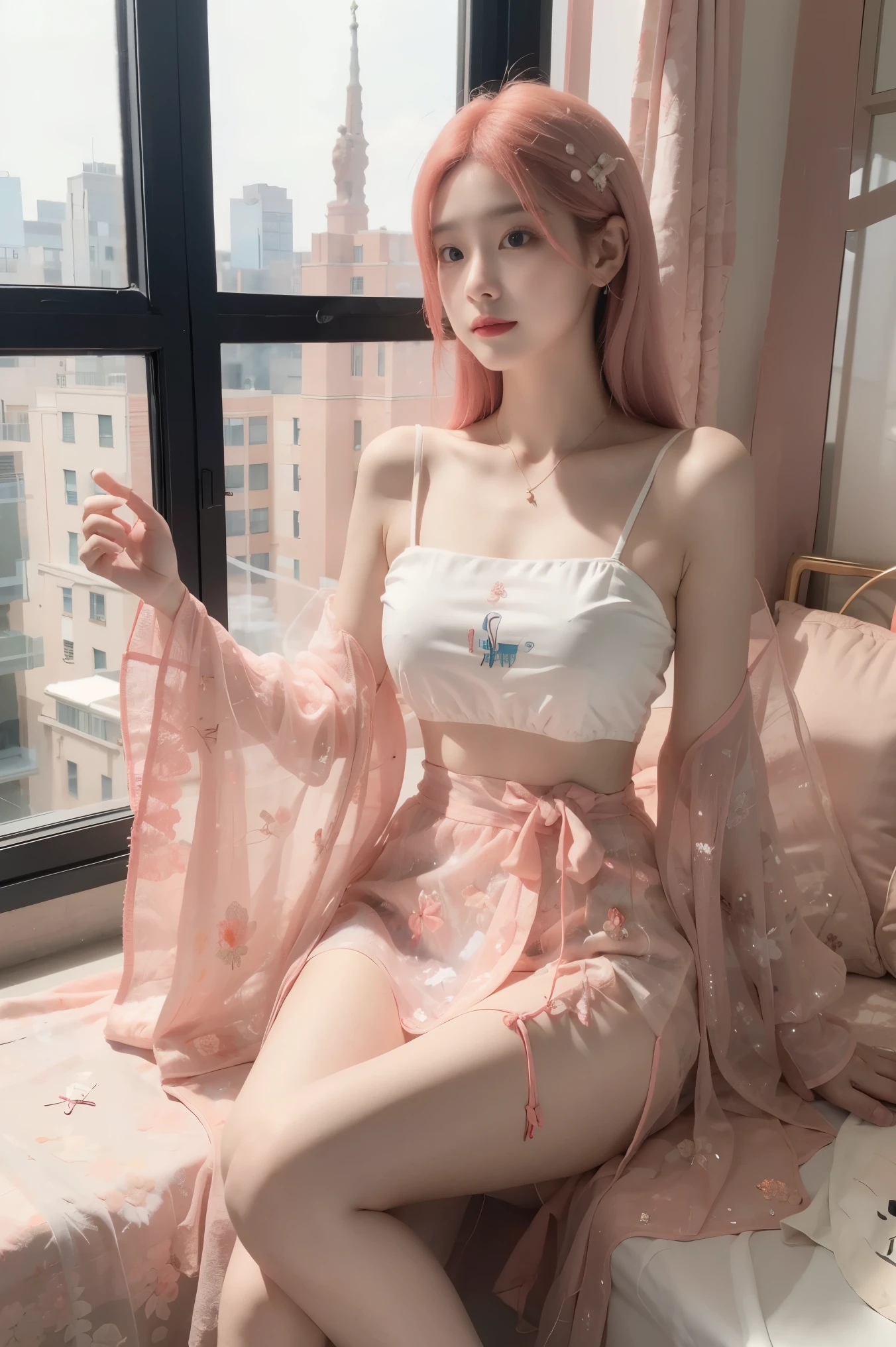 Shrouded in thick fog, Chinese classical clothing, (red: 1.5) BREAK (white: 1.5) long hair and high ponytail outdoor, official art of movie photos, unified 8k wallpaper, ultra fine, beautiful, best quality, photo realism, denim shots, dynamic angles, elegance, vibrant colors, romance, and grandeur. 35mm photo, film, defocus, highly detailed, skin details realistic, super realistic