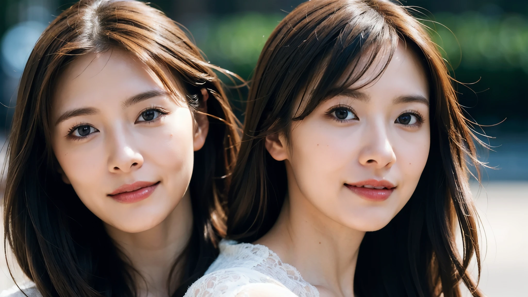 masterpiece, Best Quality, Photorealistic, Ultra-detailed, finely detailed, High resolution, 8K Wallpaper, 1 beautiful woman, light brown hair, sharp focus, Perfect dynamic composition, Beautiful detailed eyes, detailed hairs, Detailed realistic skin texture, Smiling, portrait, Model body type, Take a walk in Tokyo city,