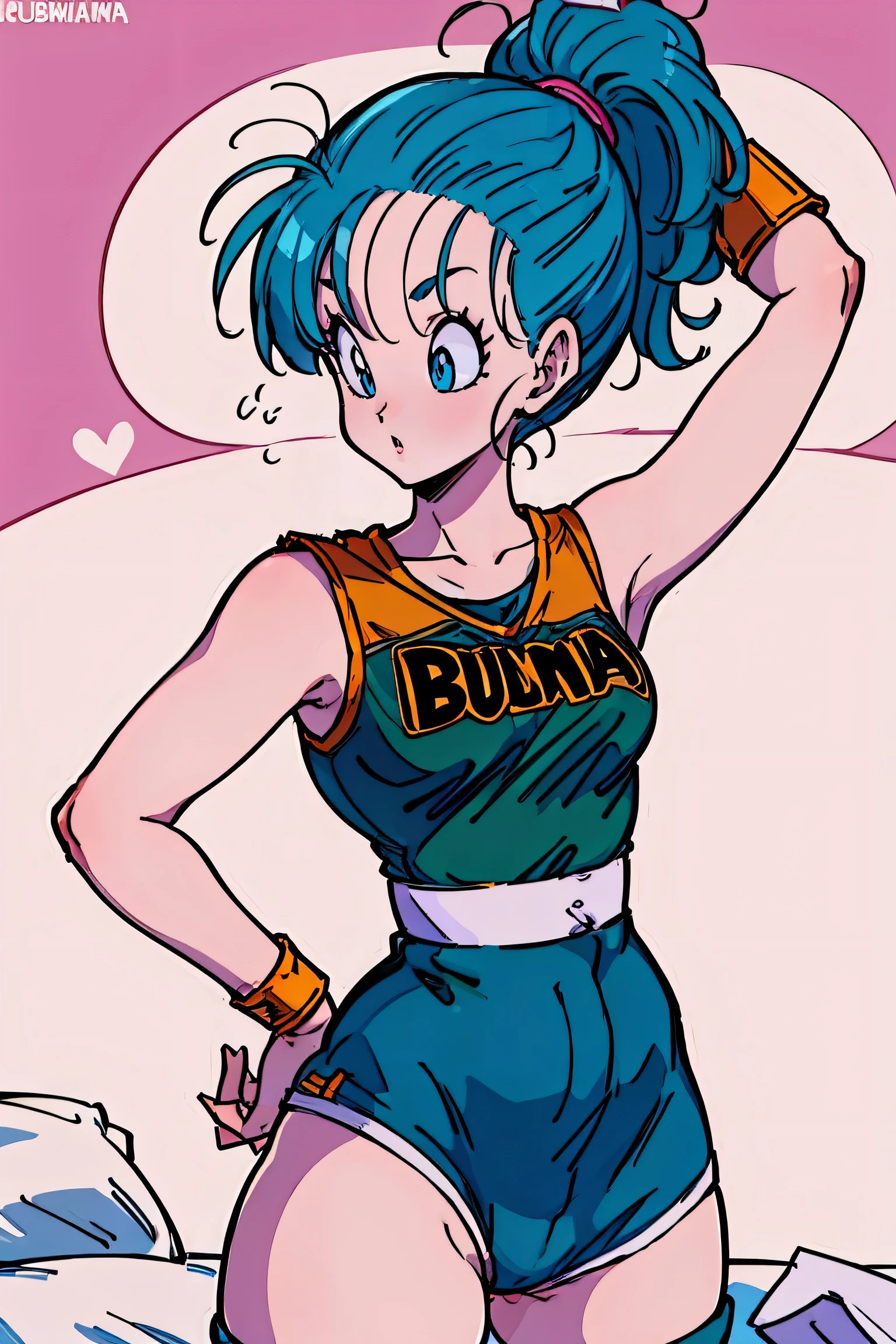 Bulma tumbada en la cama mostrando su gran culo,centrarse en la lucha