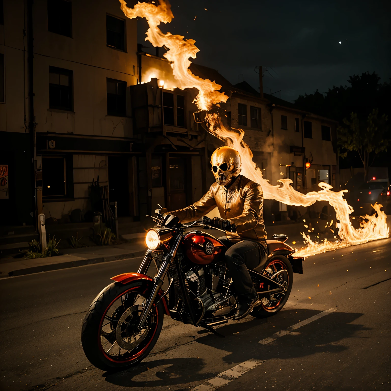 Ghost rider flaming bike