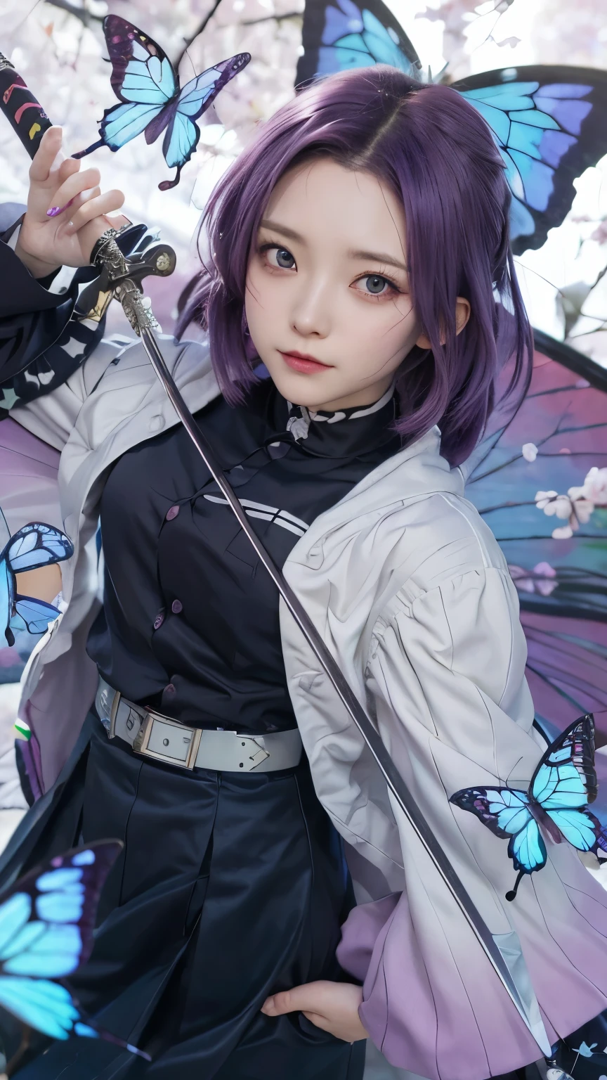anime girl with purple hair holding a sword and butterfly wings, demon slayer rui fanart, detailed fanart, official fanart, anime moe artstyle, highly detailed exquisite fanart, best anime 4k konachan wallpaper, insect trainer girl, high detailed official artwork, maya fey from ace attorney, anime girl with a bow and arrow, demon slayer artstyle, clean detailed anime art