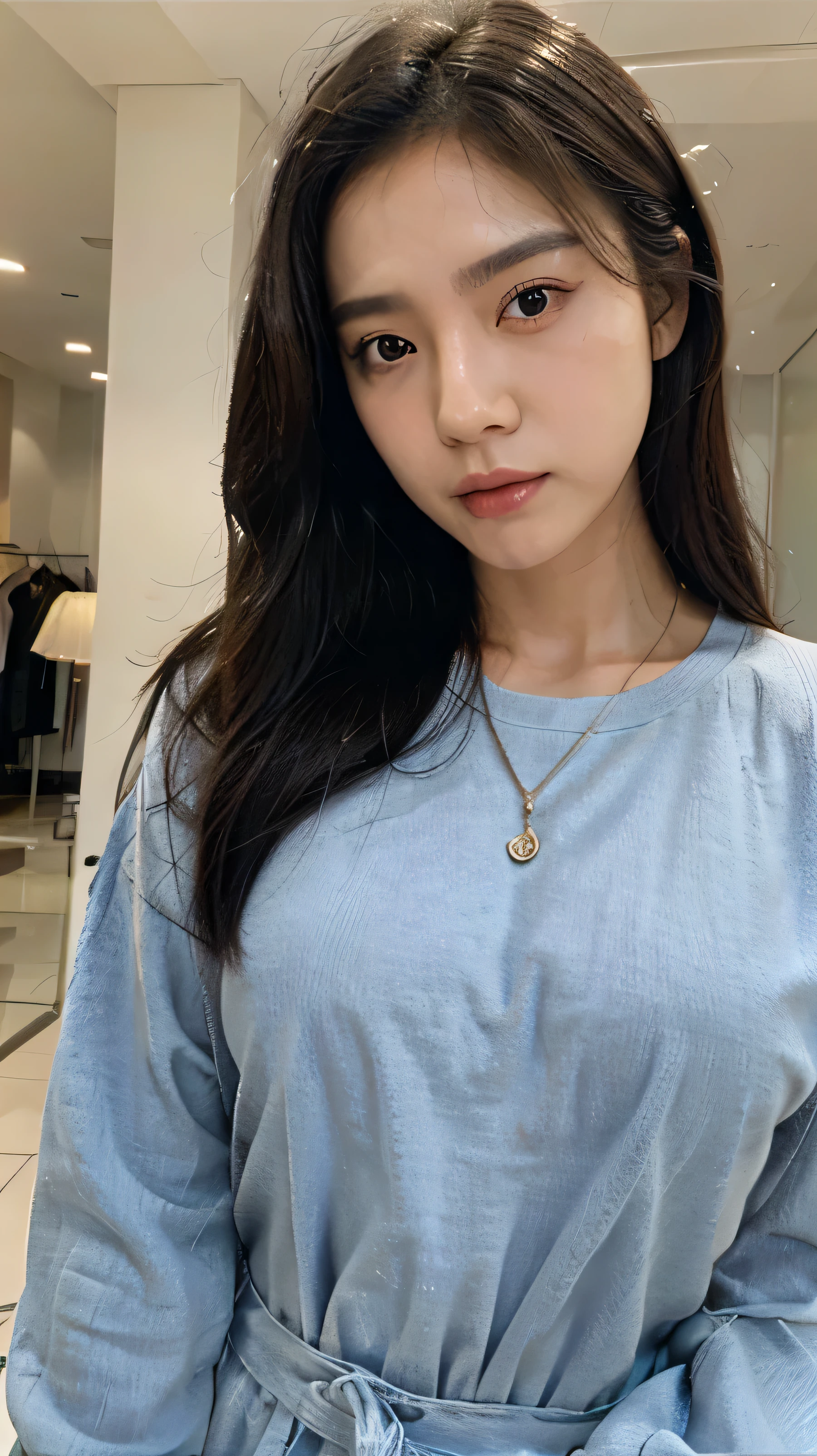 korean woman,casual outfit close up, expression face